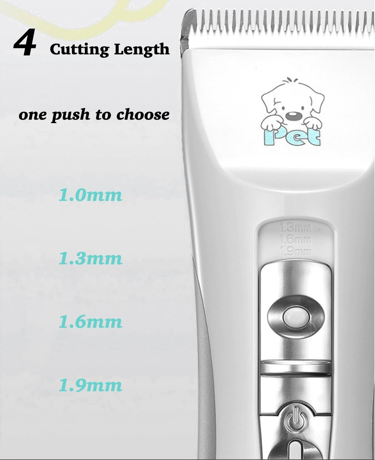 CP-9600 Dog Clippers, Professional Dog Grooming Kit with 4 Length Options, 2 Guide Combs, LCD Display, Low Noise Corded or Cordless Cat Pet Clippers, Ceramic Blades