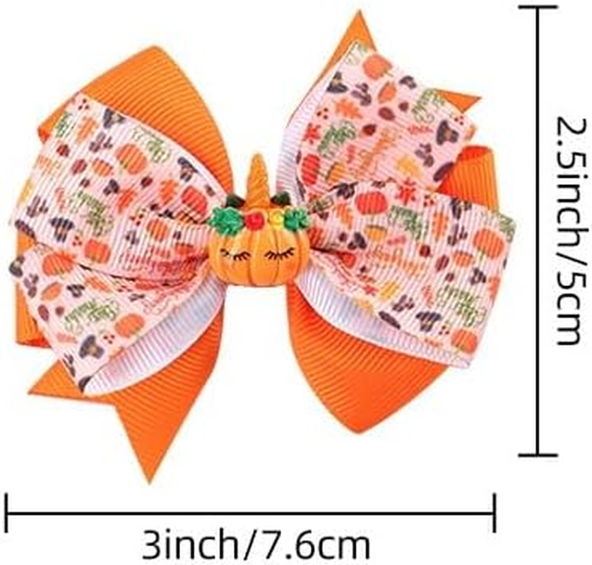 Thanksgiving Hair Bow Clips for Girls Pumpkin Bow Hairpins Kids Baby Girls Holiday Hair Accessories for Festival Thanksgiving Day (Style1, One Size)
