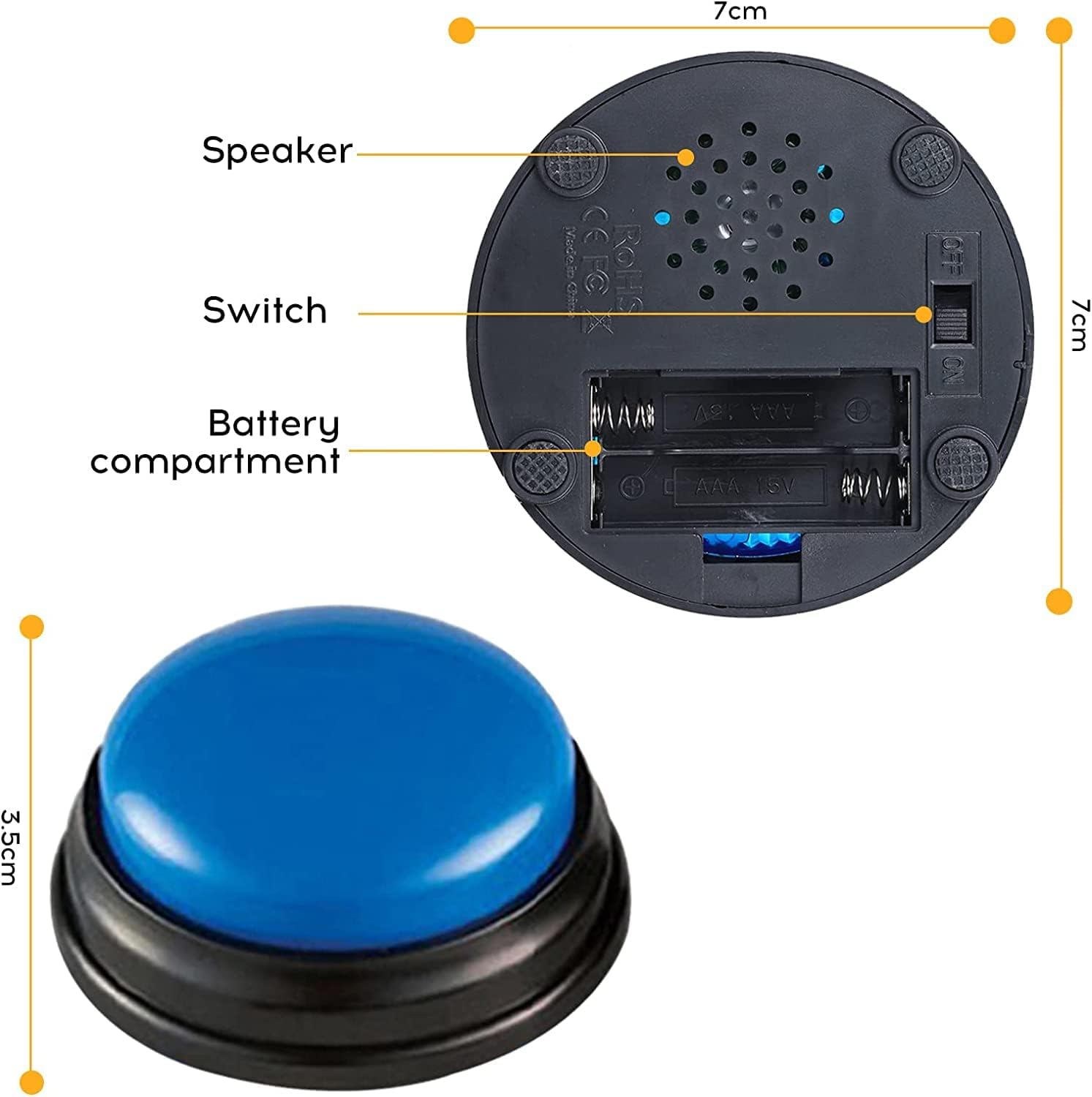 Dog Buttons for Communication, 4 Packs Talking Button Set, 30 Second Voice Recordable Pet Training Buzzer, Speaking Buttons Teach Your Pet to Talk image number 1