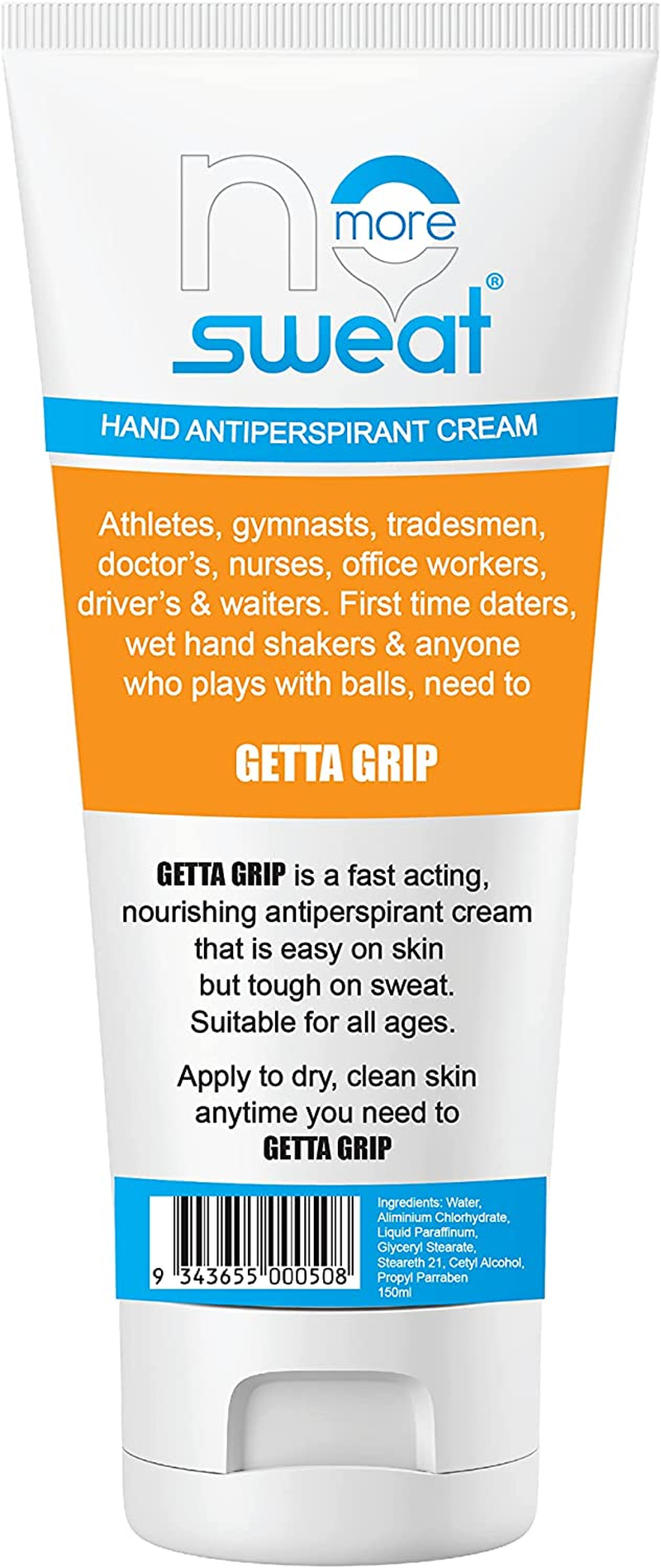No More Sweat Getta Grip Hand Antiperspirant Cream, 150Ml