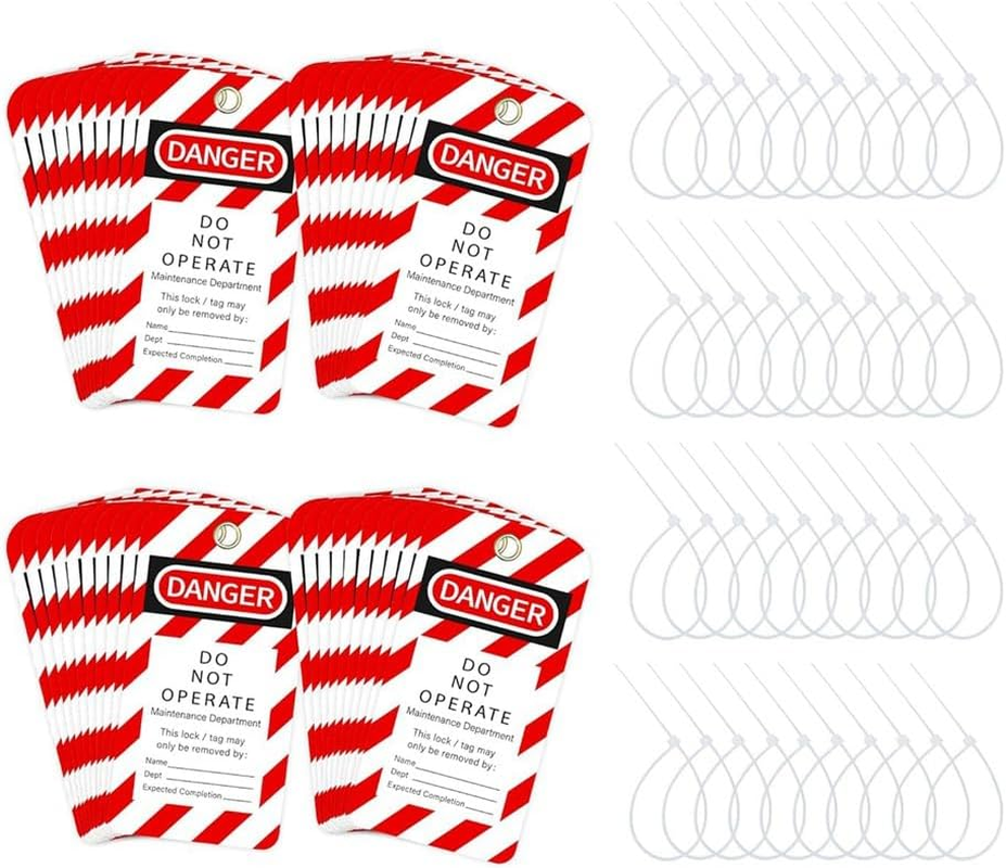 Tear & Water Tags 3 X 5.75-Inch, 40 Danger Do Not Operate Tags with 40 Zip Ties Parts image number 1