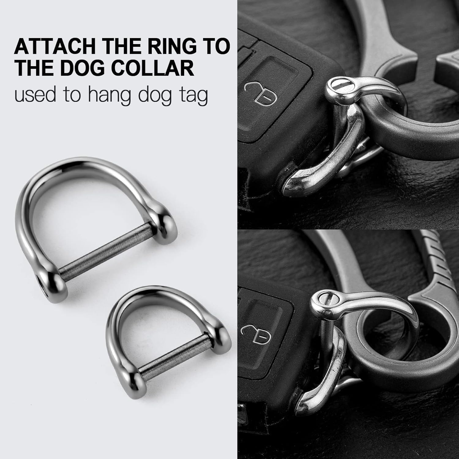 2 Pieces Key Rings Car Key Fob Holder, Stainless Steel D-Shaped Key Chain Ring with Screw Shackle,Car Keychain for Men image number 5