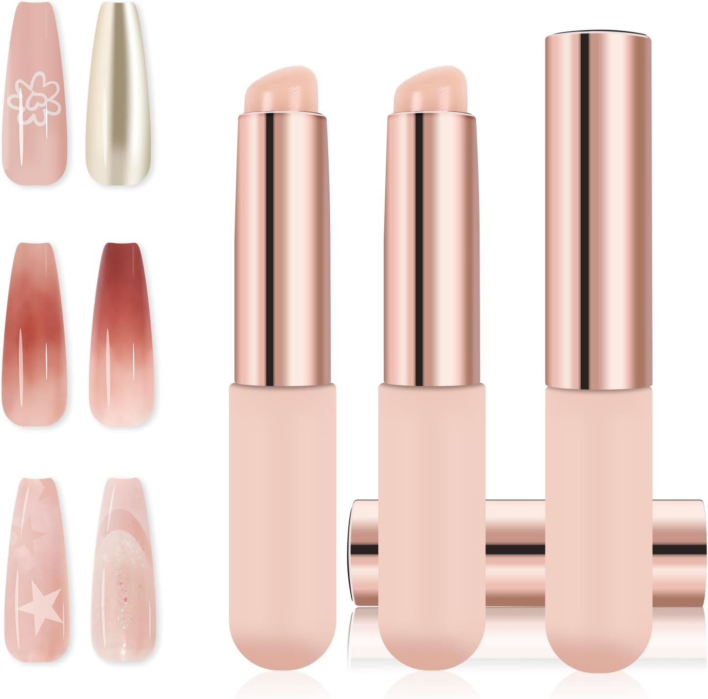 BQAN Nail Art Stamp Pen, Silicone Nail Art Tools for French, Ombre, Chrome Nail Design, Nail Stamping Manicure Tool 3Pcs image number 6