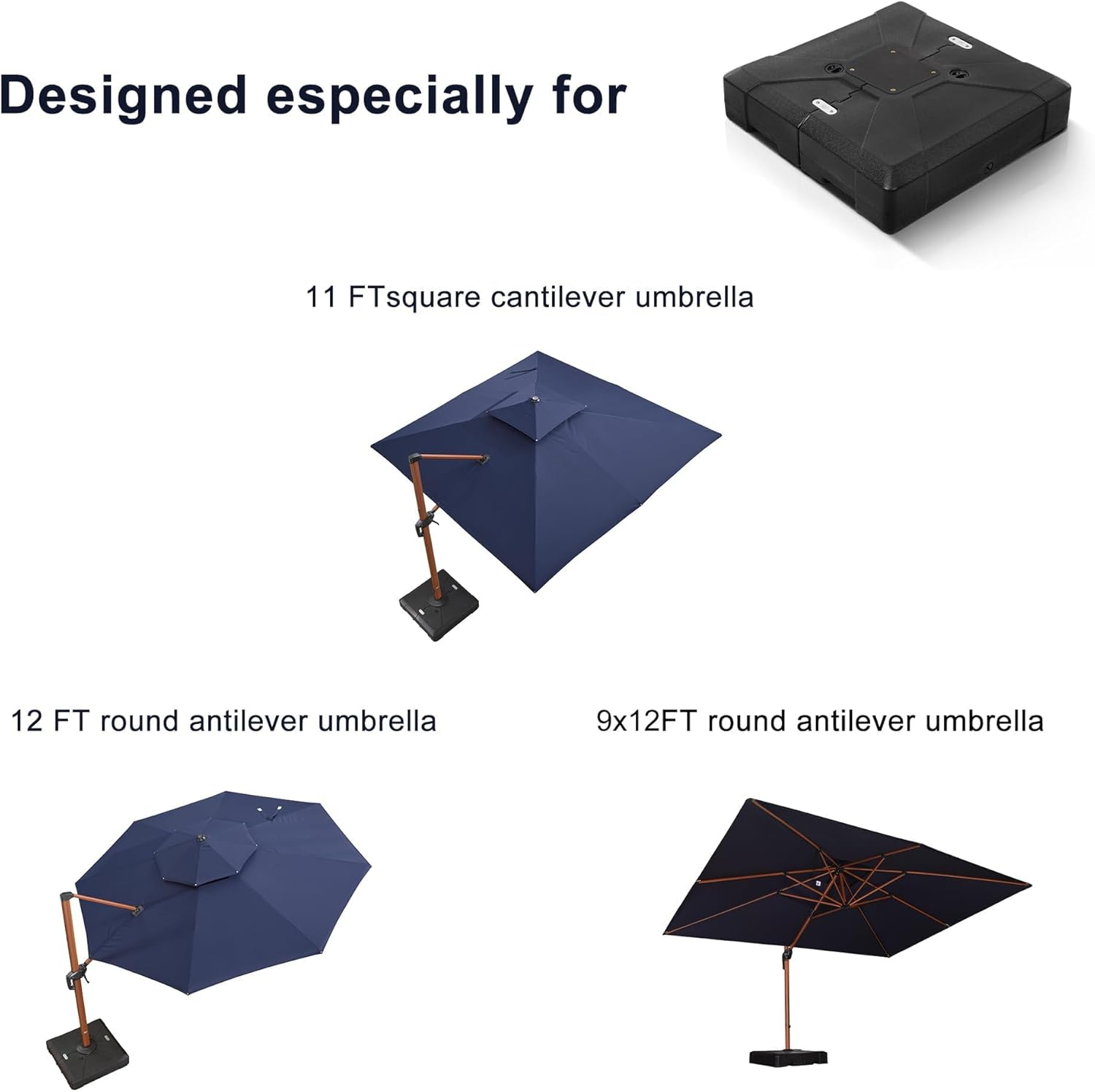 Purple Leaf Square Umbrella Base for Offset Patio Umbrella, Sand/Water Fillable, 99 X 96 Cm, 150 Kg Stability