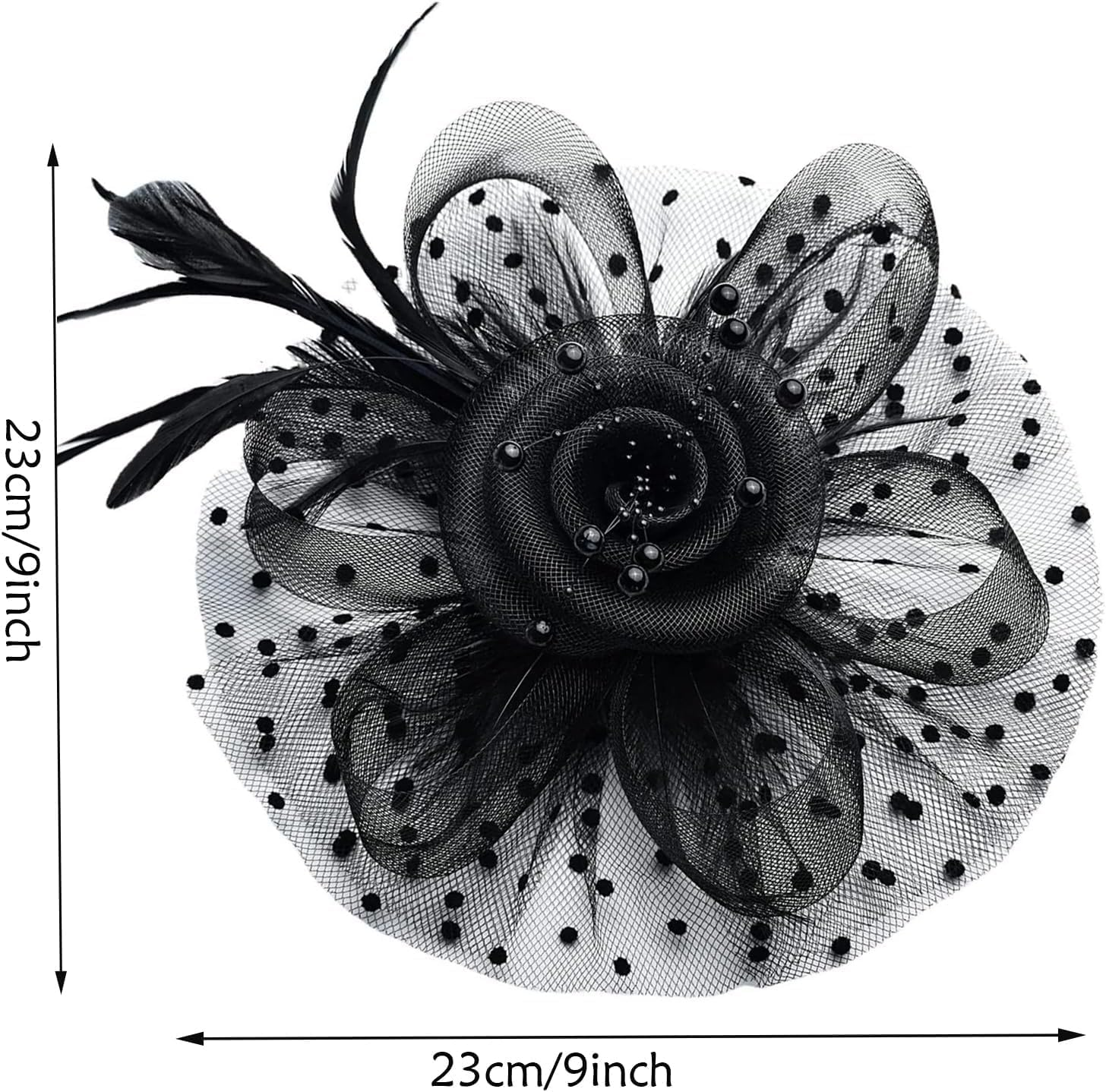 Women'S Floral Mesh Feather Headdress Hat, Party Cocktail Tea Wedding Evening Gown Women'S Veil Gauze Hair Accessory image number 2