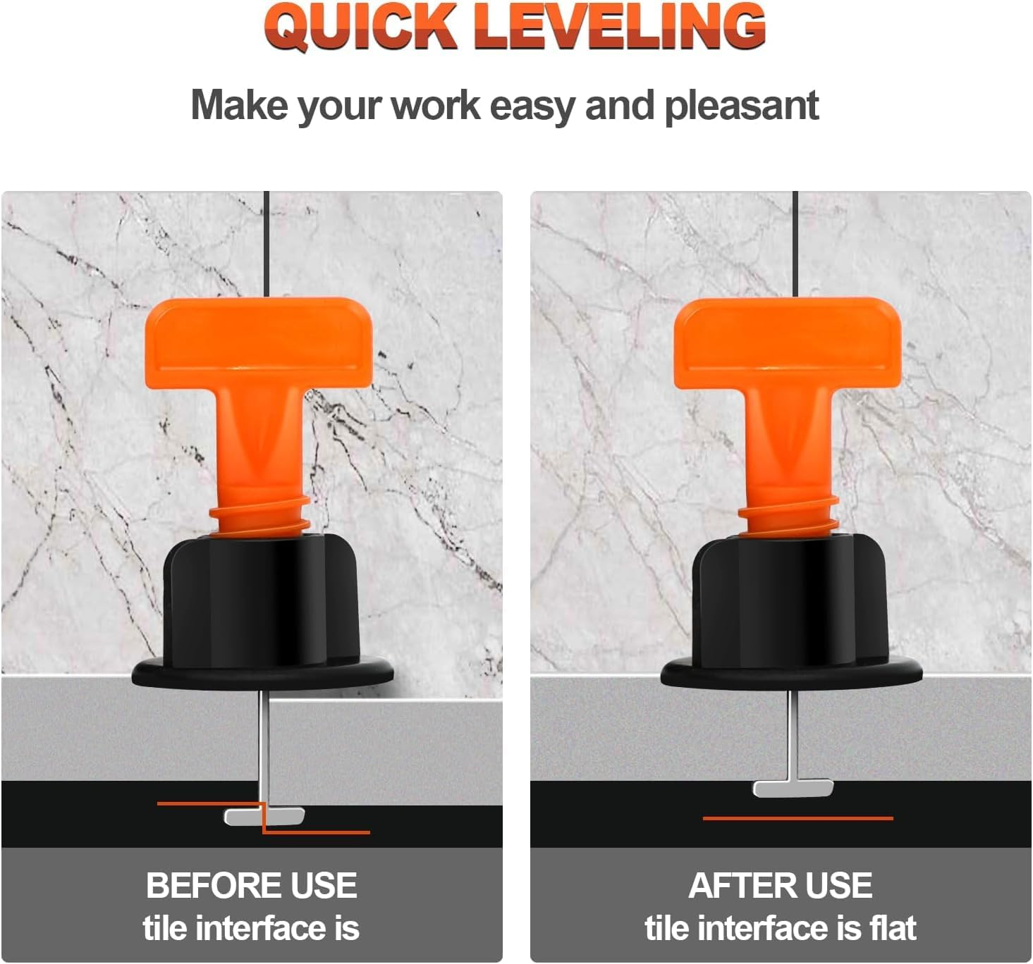 50Pcs Tile Leveler Spacers, Reusable Tile Leveling System Kit with Special Wrench, Tile Installation Tool Kit for Building Walls Floors image number 1