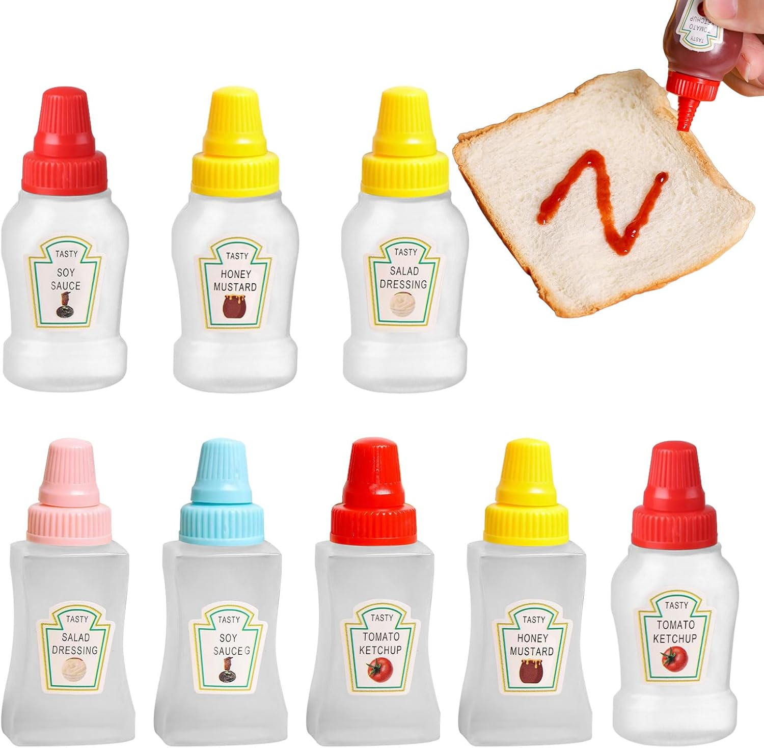Sauce Container, 8 Pcs Squeeze Bottle, Mini Sauce Bottle, Mini Condiment Squeeze Bottles, 23Ml Condiment Squeeze Bottle for Bento Box Accessories, Empty Plastic Salad Dressing Container image number 2