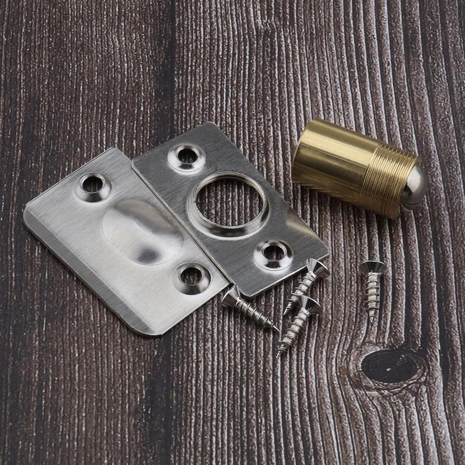 SING F LTD 4 Sets of Roller Ball Door Catch Latches with Fixing Screws for Home Kitchen Closet Wardrobe Door Cabinet Cupboard Hardware Adjustable Stainless Steel Pure Copper Silver image number 1