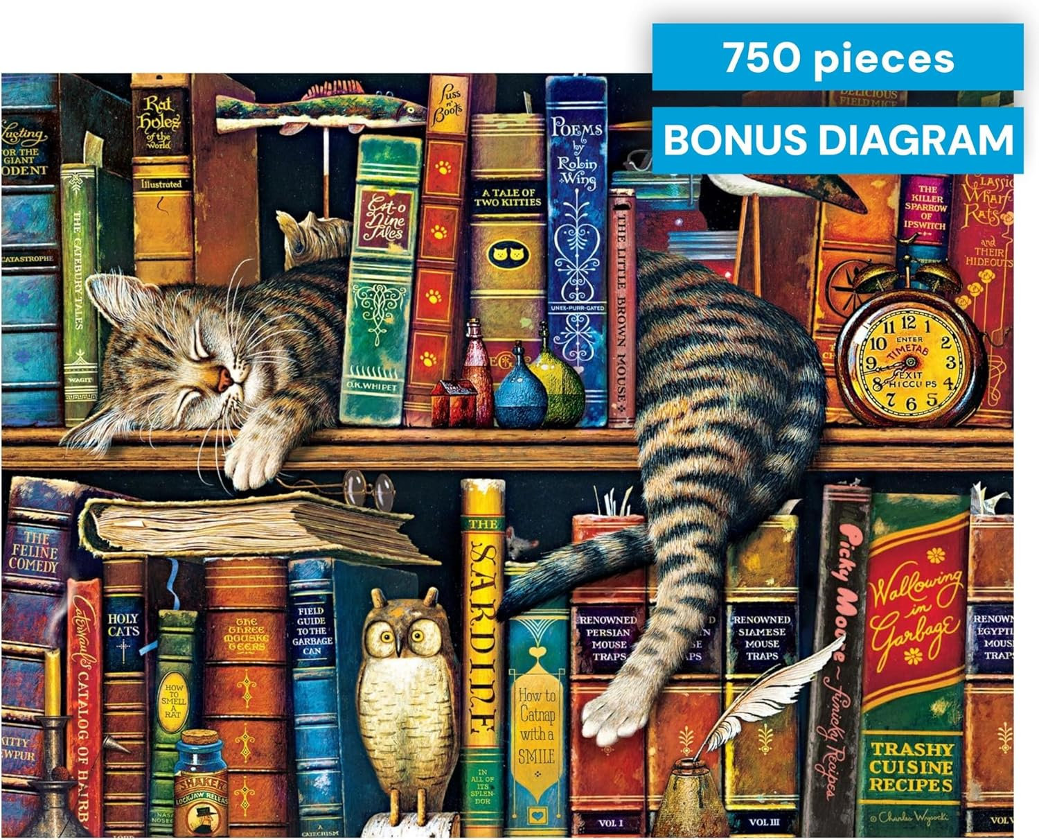 Buffalo Games Charles Wysocki Cats: Frederick the Literate Jigsaw Puzzle (750 Piece) image number 2