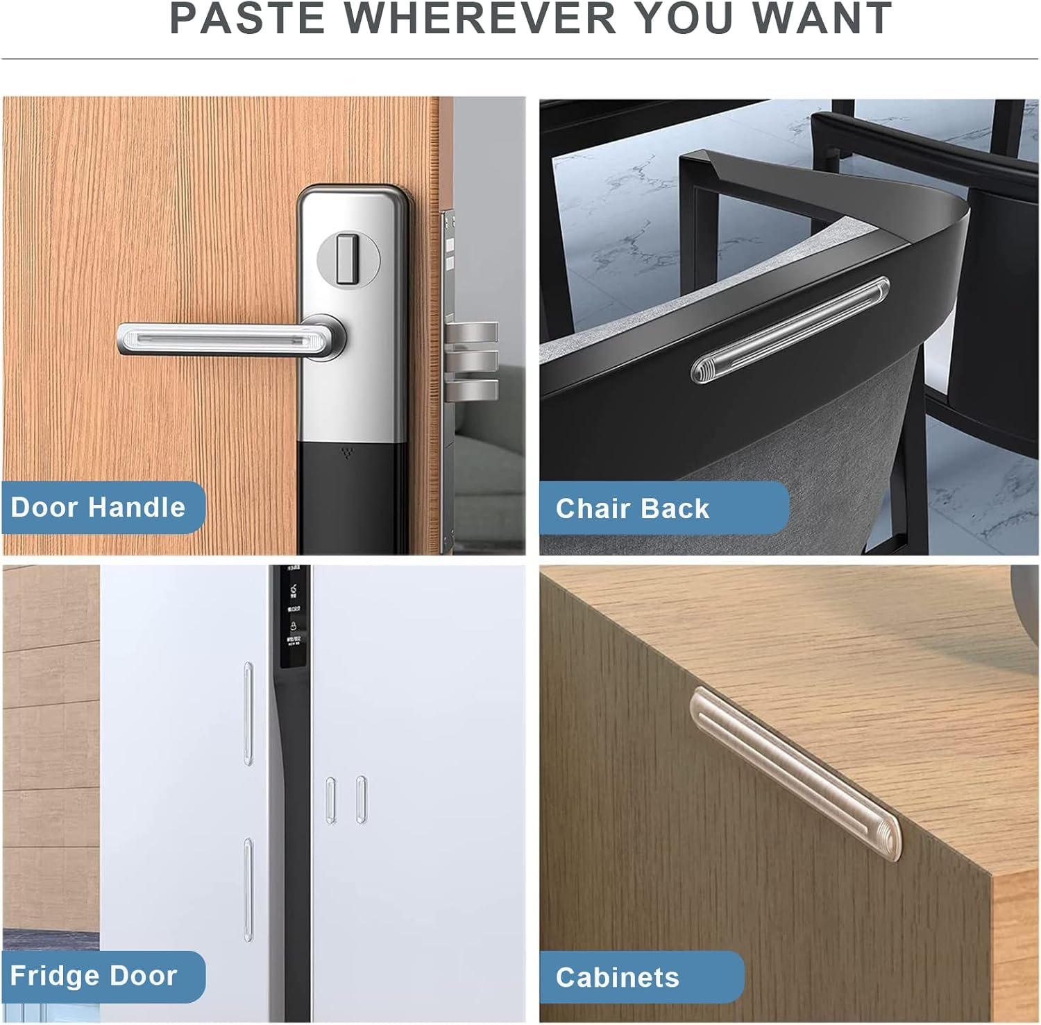 Clear Furniture Bumpers 18-Pack (18 Long) - Adhesive Backed Silicone Rubber Wall Protector Pads for Chair, Cabinet, Shower Door, Drawer, Toilet Lid, Car Door Guard image number 4