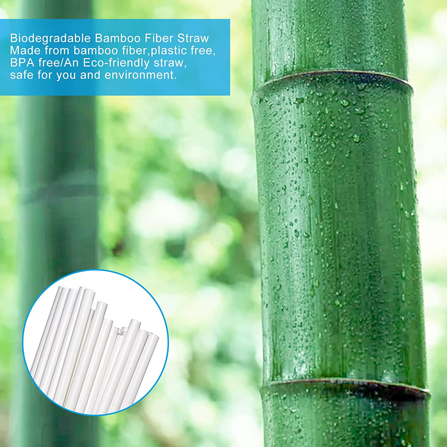 Bamboo Fiber Straws | 200 PCS 7.8'' | 100% Compostable and Biodegradable, Plastic-Free, Eco-Friendly, Sturdy Disposable Straws for Cold & Hot Drinks image number 6