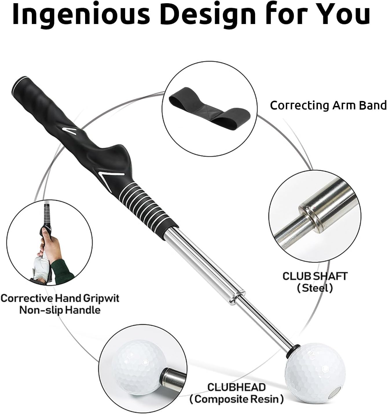 Golf Swing Training Aid, Stretchable Golf Swing Trainer Golf Grip Rod for Warm-Up, Indoor Practice, Golf Stick Improve Rhythm, Flexibility, Balance, Tempo and Strength for Chipping Hitting image number 1