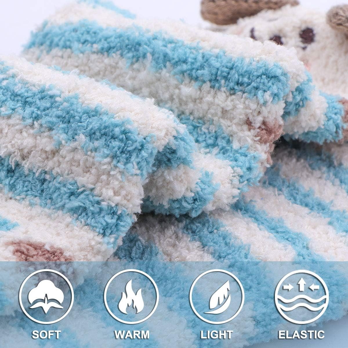 Plush Slipper Socks Women - Colorful Warm Crew Socks Cozy Soft 6 Pairs for Winter Indoor image number 3