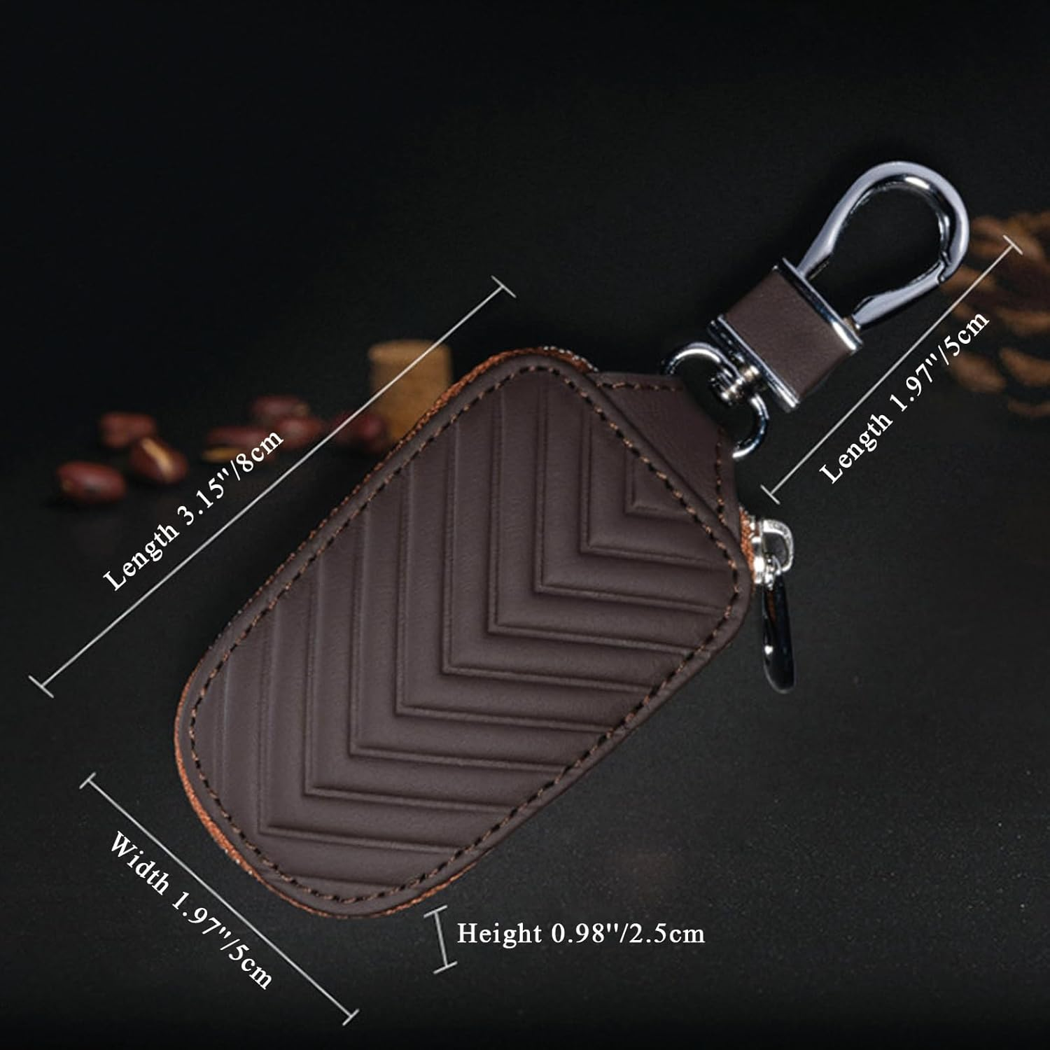 Leather Car Key Fob Cover, Key Case for Keychain Car Key Chain Case Holder Auto Key Shell Unisex Mens Womens
