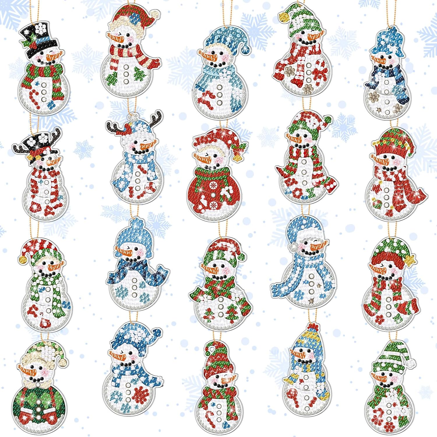 Tondiamo 20 Pcs Christmas Diamond Painting Keychain Kits 5D DIY Diamond Art Pendants Double Sided Hanging Key Chains for Christmas Party Decoration Diy(Balls Style) - Balls Style image number 5