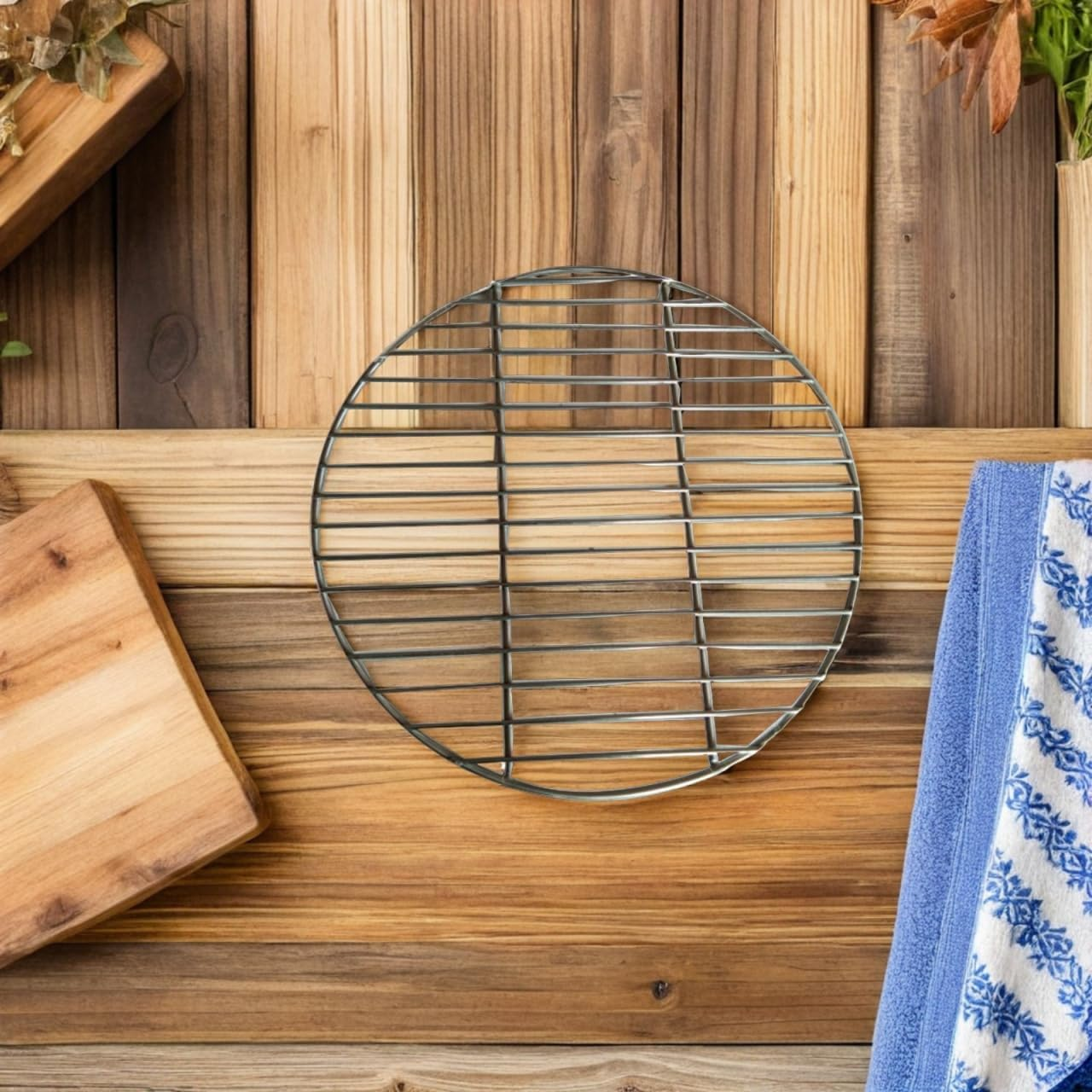 Kisangel Stainless Steel Grill Mesh - Metal round Grill Net Camping BBQ Mesh Grate for Outdoor Cooking Home Kitchen and Camping