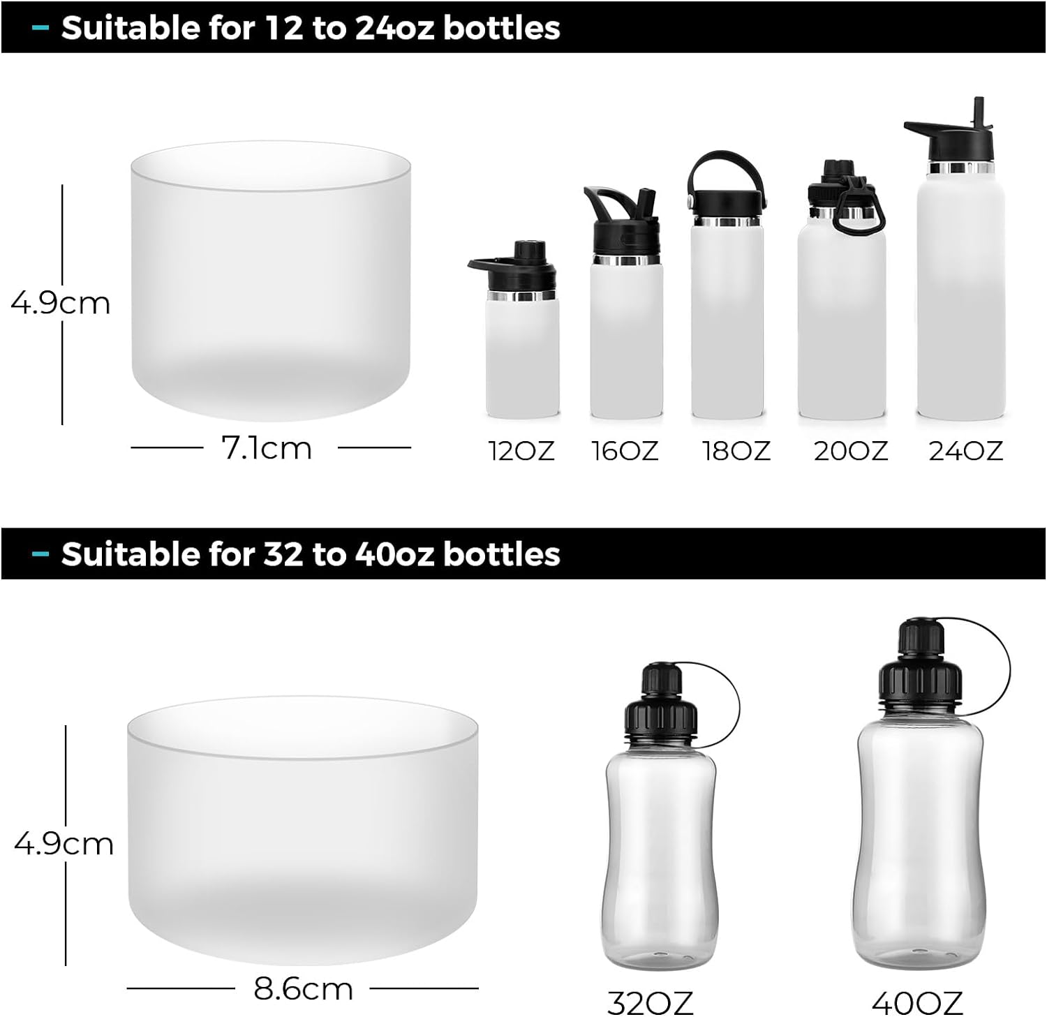 Protective Silicone Boot for Hydro Flask Water Bottles, Universal Anti-Slip Protective Sleeve for 12Oz - 40 Oz Water Bottles