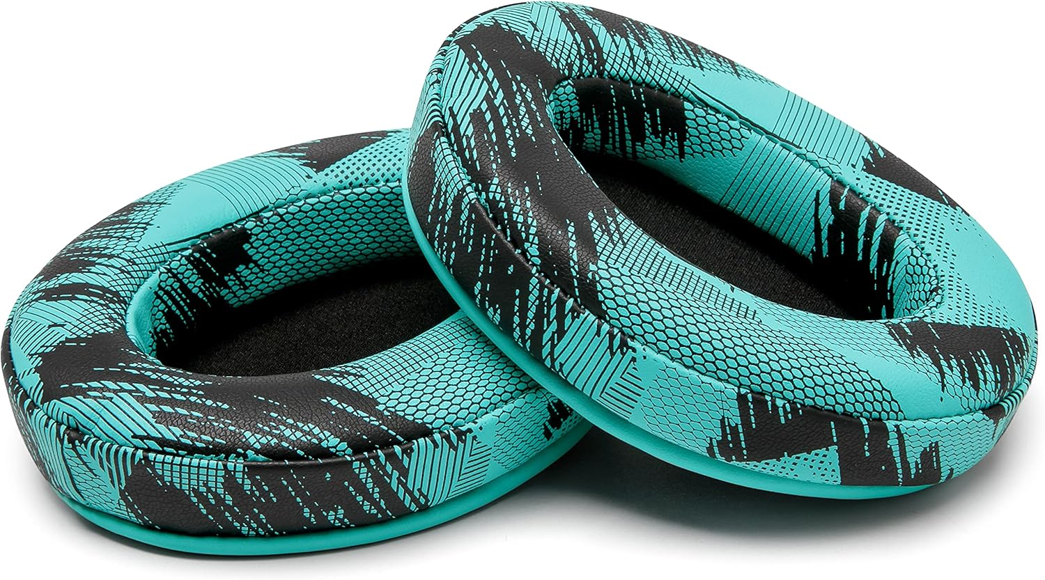 WC Padz - the Ultimate Upgraded Earpads by Wicked Cushions - Compatible with Audio Technica, Hyperx, Steelseries Arctis & More - Extra Thick - Bigger Opening - Softer Memory Foam | Speedracer Cyan image number 4
