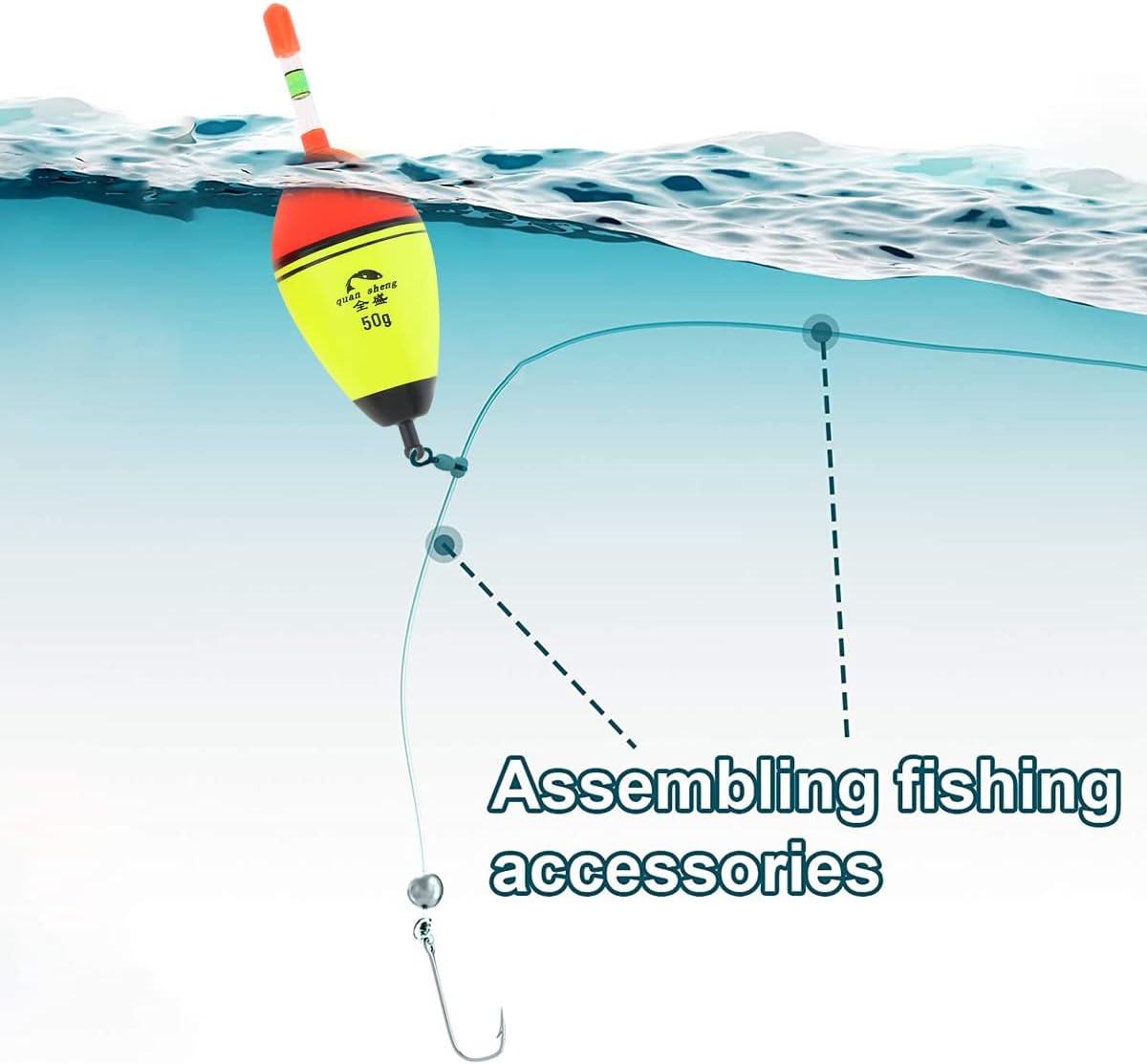 Origlam 5Pcs EVA Foam Floats Fishing Bobbers, Fishing Floats Fishing Bobbers, Bobbers Fishing Floats Set 15G 20G 30G 40G 50G for Crappie Pike Perch Carp Bass image number 3