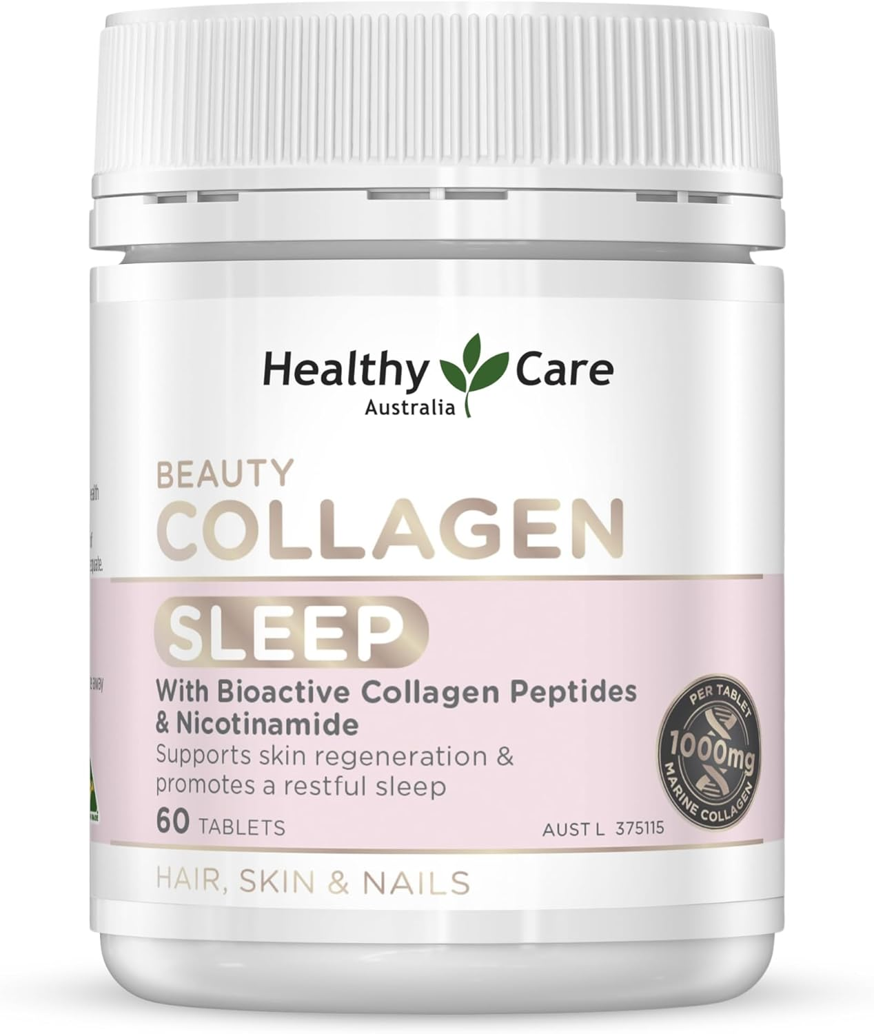 Healthy Care Beauty Collagen Sleep Capsules - Supports Skin Health and Promotes Restful Sleep - Premium Dietary Supplement - All-Natural Ingredients - 60 Tablets