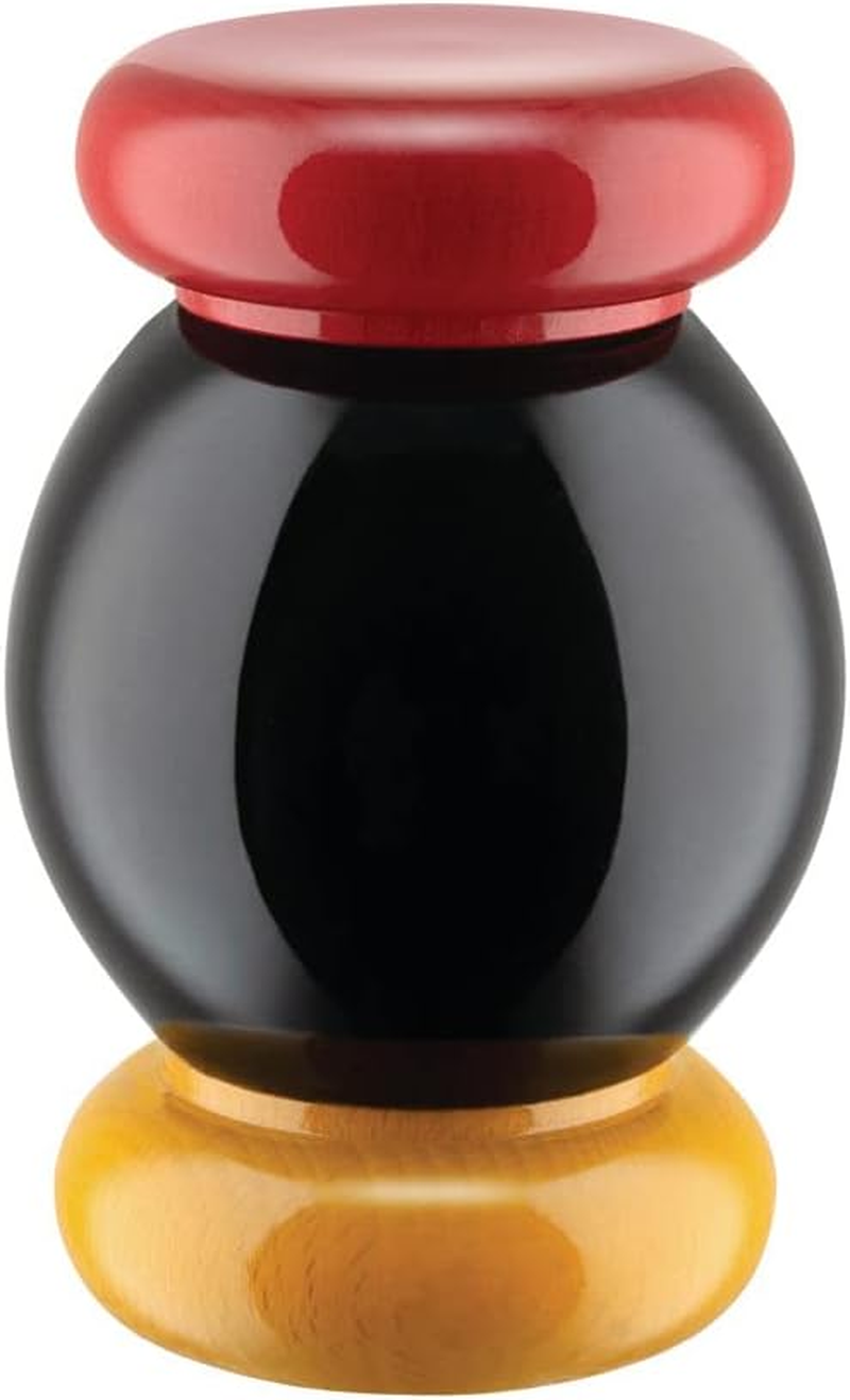 Alessi Salt, Pepper and Spice Grinder in Beech-Wood, 100 Values Collection, One Size, Yellow,Red,Pink