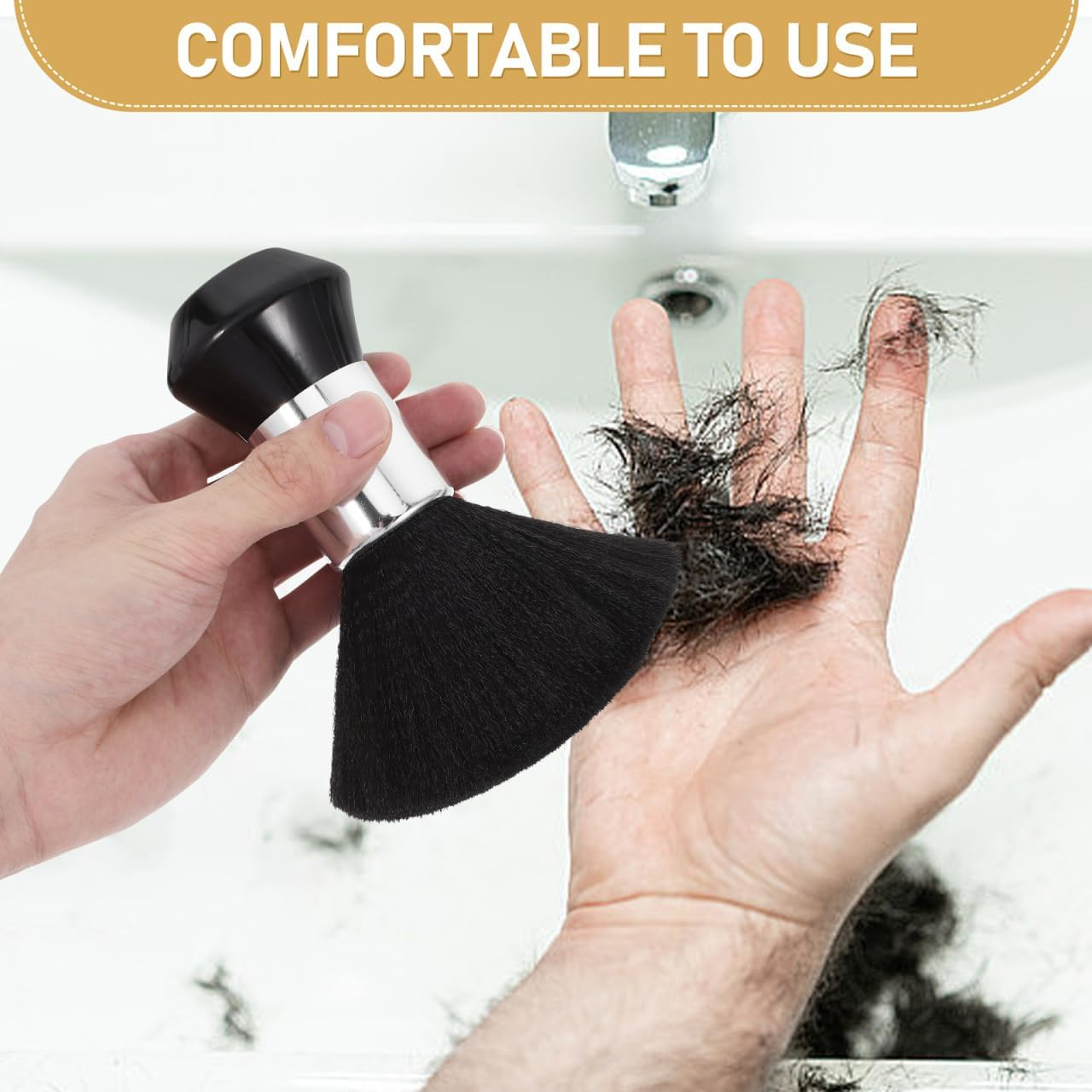 NOLITOY Neck Sweeping Comb Hair Duster Brush with Soft Bristles Ergonomic Handle for Comfortable Use Hair Cleanup Tool for Home and Salon Styling image number 5