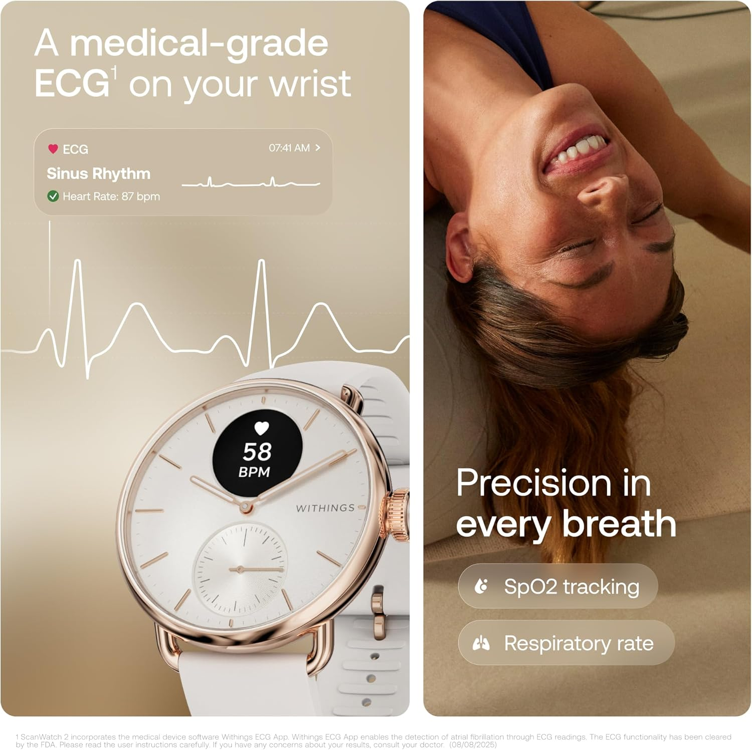 Withings Scanwatch 2 Hybrid Smartwatch, 38Mm, Rose Gold image number 2