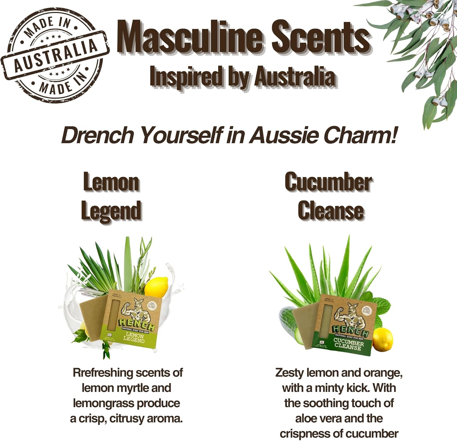 Mens Soap Bar 4 Pack Handcrafted Natural Soap for Men Exfoliating Moisturising Man Soap Palm Oil Free and No Harsh Chemicals Soothes Dry Irritated Skin image number 6