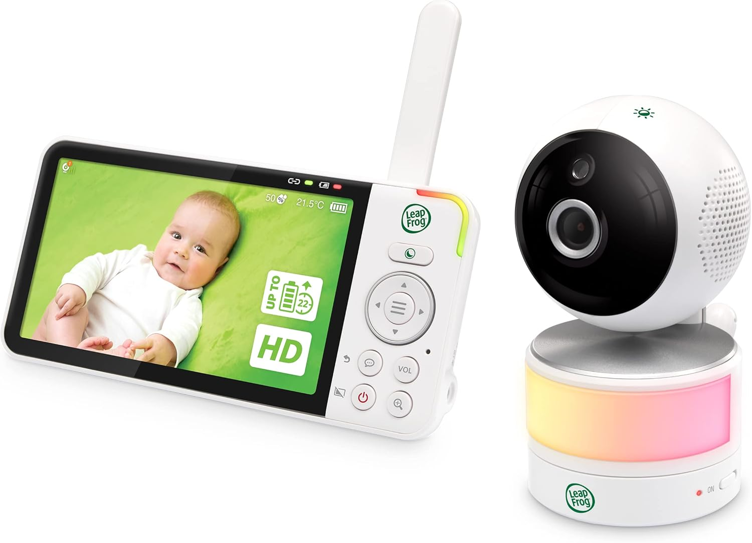 Leapfrog LF915HD 5" Pan & Tilt Video Baby Monitor, Colour Night Vision, Night Light, 2-Way Talk, Soothing Sounds, Temp/Humidity Sensor & Motion Detection, up to 15 Hours Battery Life image number 1