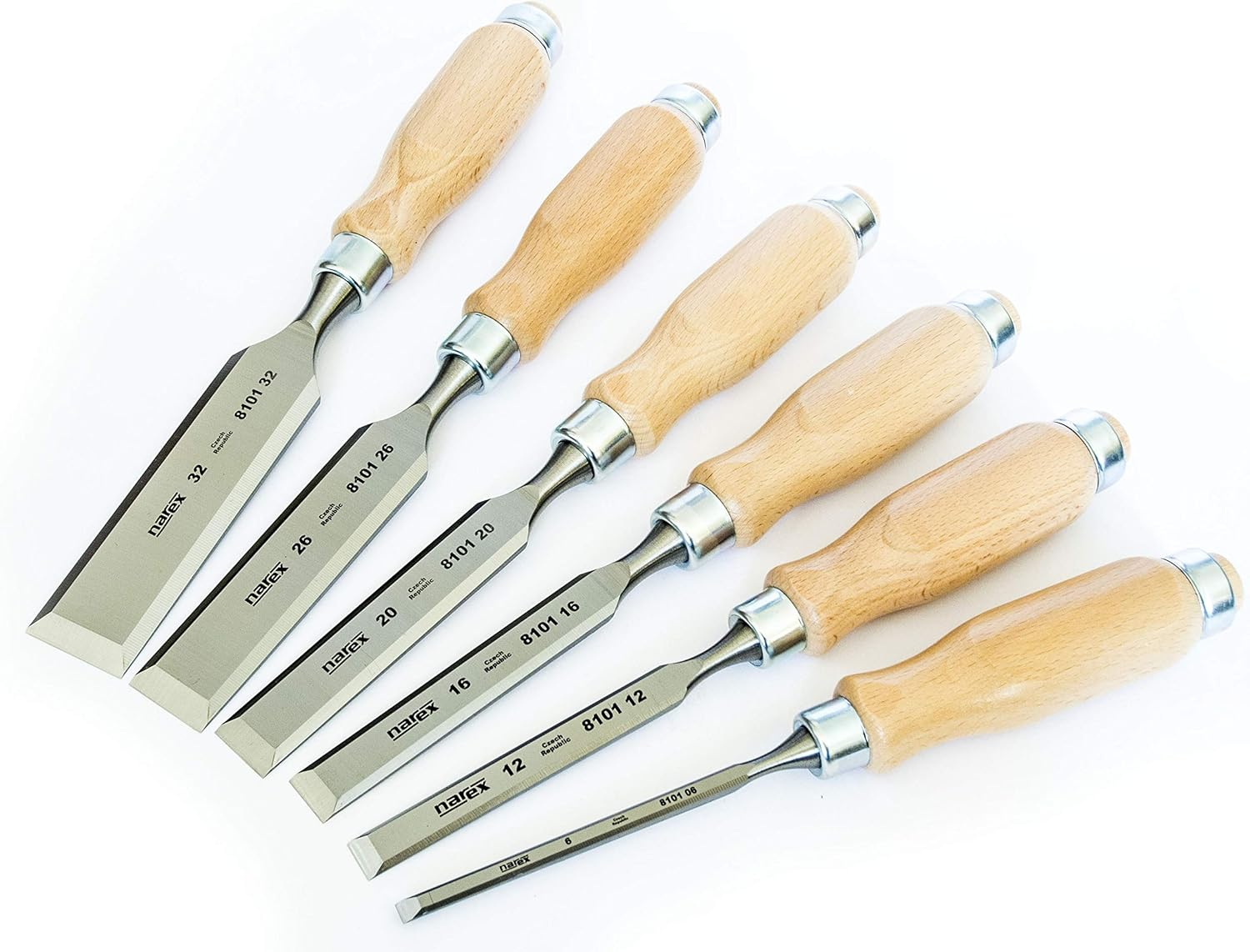 Narex Set of 6 Cabinet Chisels Bevel Edge in Block for Wood Joinery image number 5