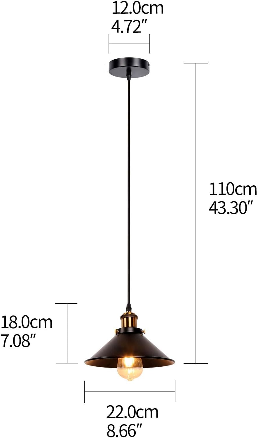 Newrays Industrial Retro Black Iron Kitchen Restaurant Bar Balcony Hanging Pendant Light (2 Pack) - 2 Pack image number 4