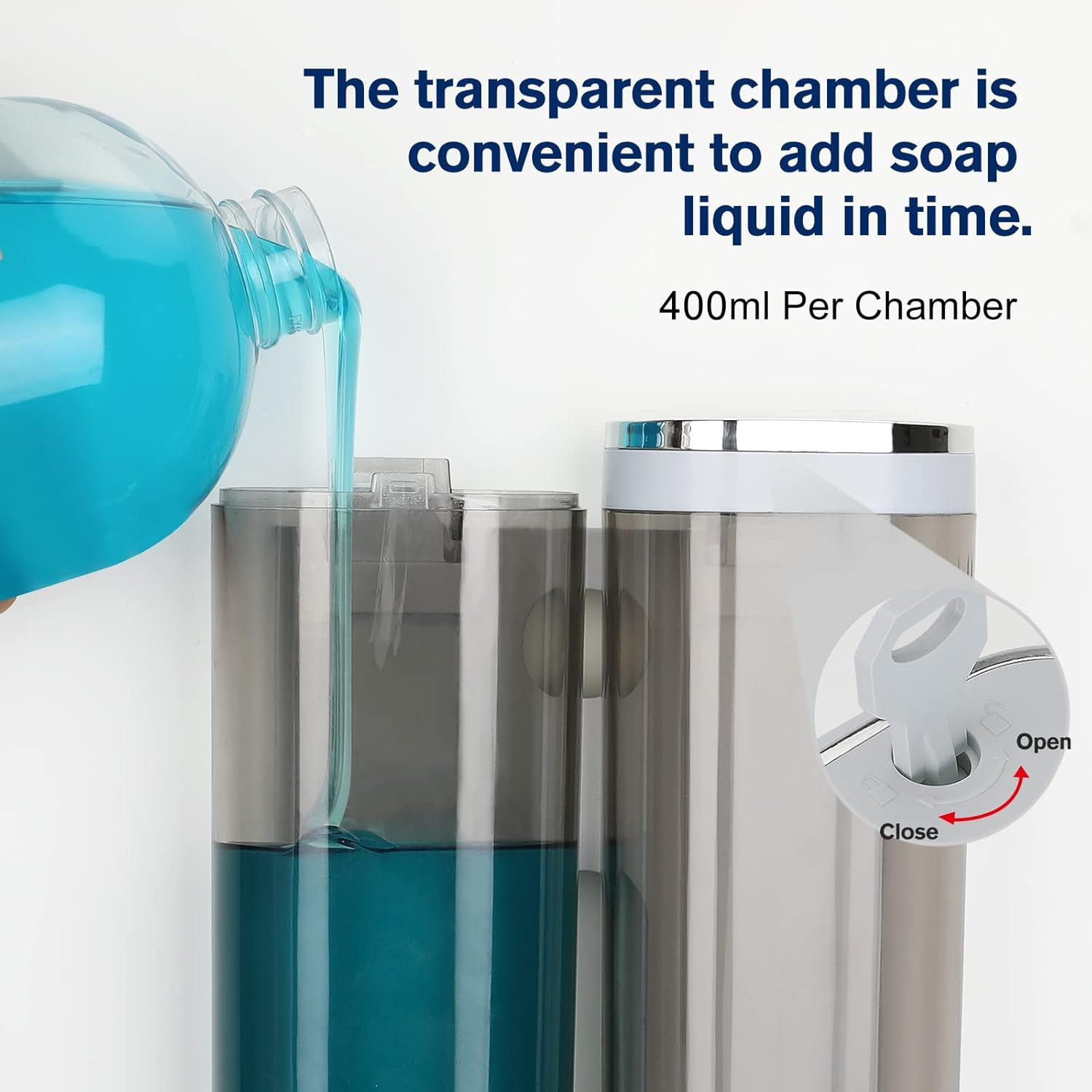 Shampoo Dispensers for Shower Wall Mounted Soap Dispenser 3 Chambers Conditioner Body Wash Dispenser Set Shower Soap Dispenser Wall Mounted by Glue or Screws，Chrome,3 Chambers,Pc image number 1