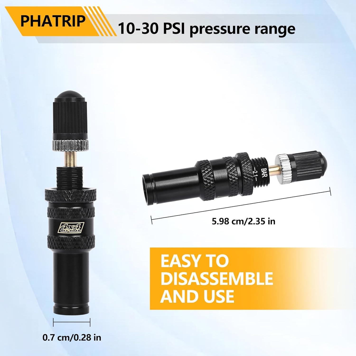 Automatic Tire Deflator Kit, 4 Pcs Adjustable Auto-Stop Tire Deflator Valve (10-30 PSI), 4X4 Portable Air Deflator Tire Valve Core Tool, Tire Air down Tool for Vehicles, Motorcycles, Cars, Trucks image number 5