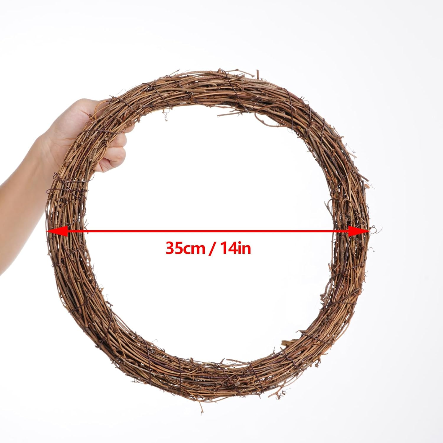 Grapevine Wreath Set, Marrywindix 1 Piece Natural Vine Branch Wreath Christmas DIY Rattan Wreath Garland for Christmas Holiday Craft Wedding Decor (14 In.) image number 1