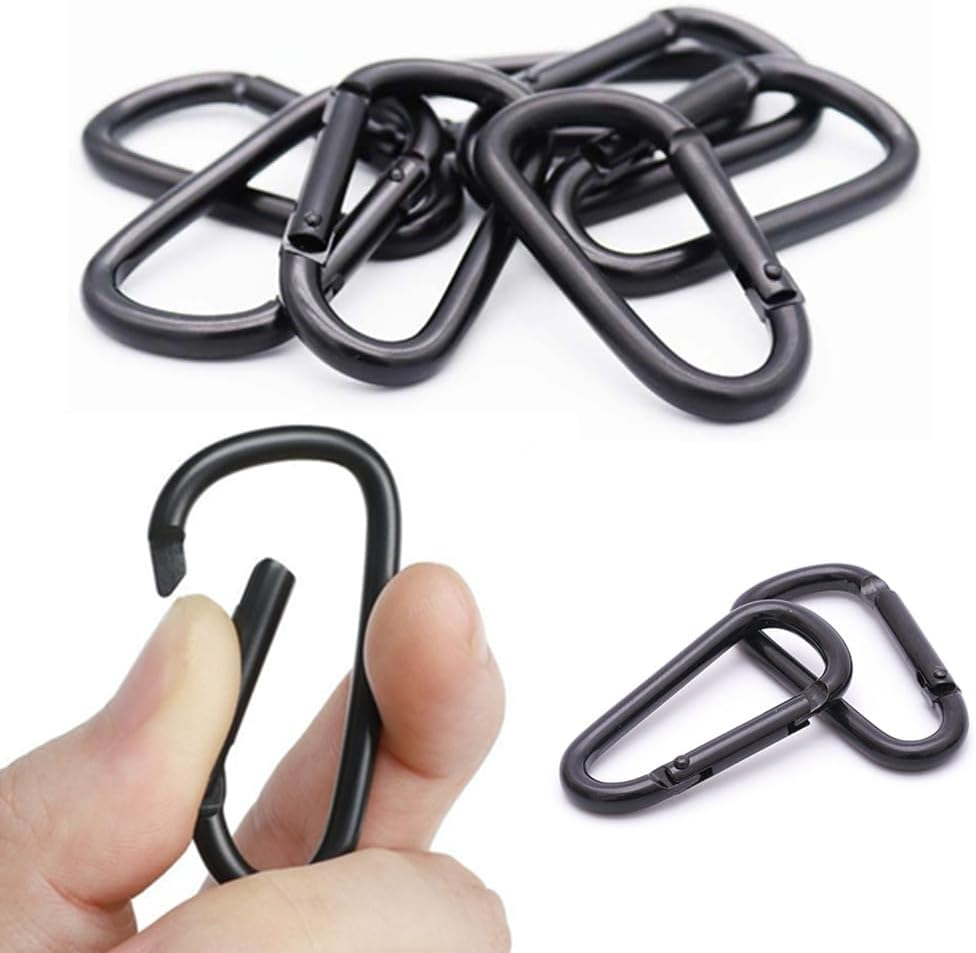12 Pcs Aluminium Carabiners, D-Clip Spring Snap Hooks for Keychain Clip, Outdoor Camping Hiking Hammock Swing image number 3