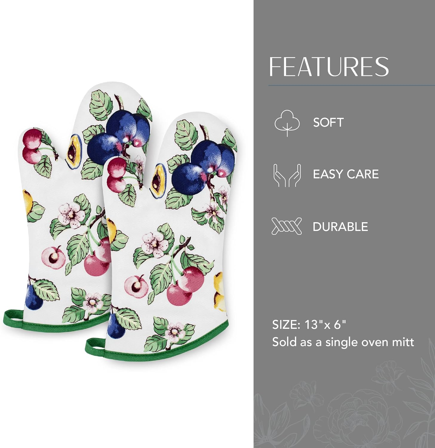 Villeroy and Boch French Garden Kitchen Oven, Cotton, Multi, 13" X 6" (Oven Mitt) image number 1
