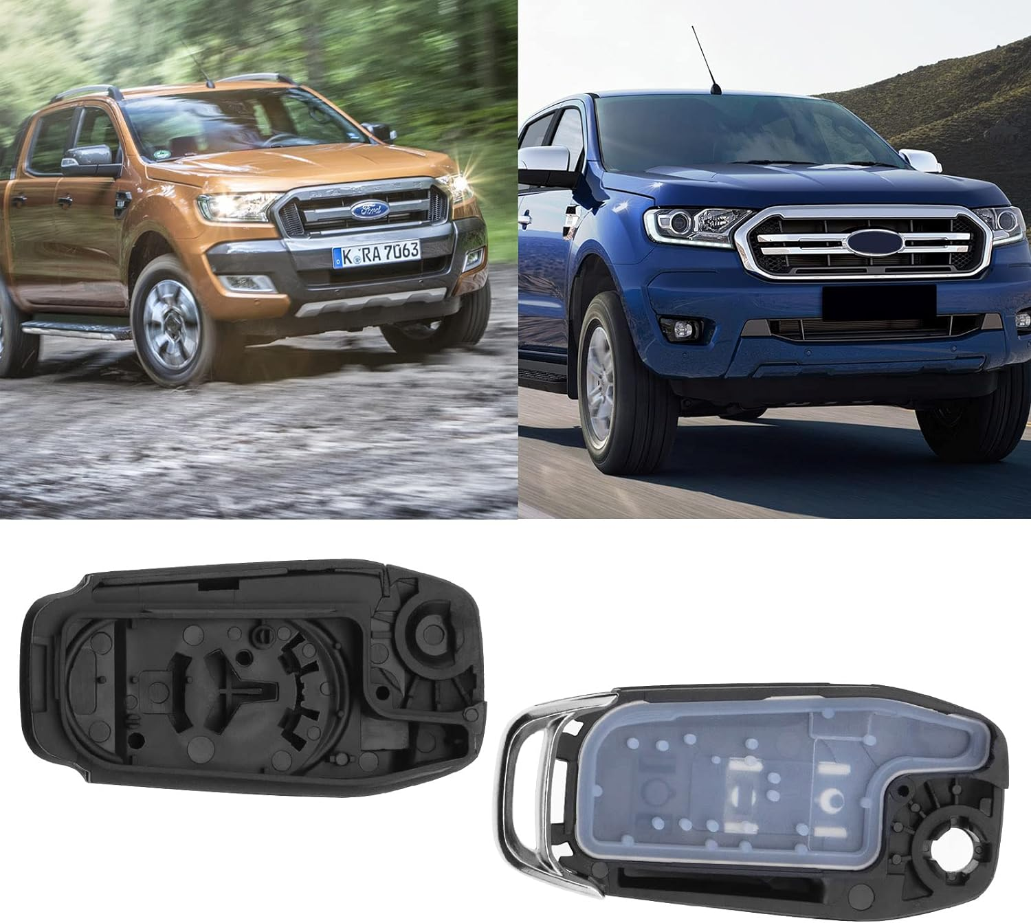 Ecsing 2 Button Remote Flip Key Shell Compatible with Ranger T6 2015-2019 Replacement Folding Remote Key Fob Case Cover Housing with Uncut Blade image number 6