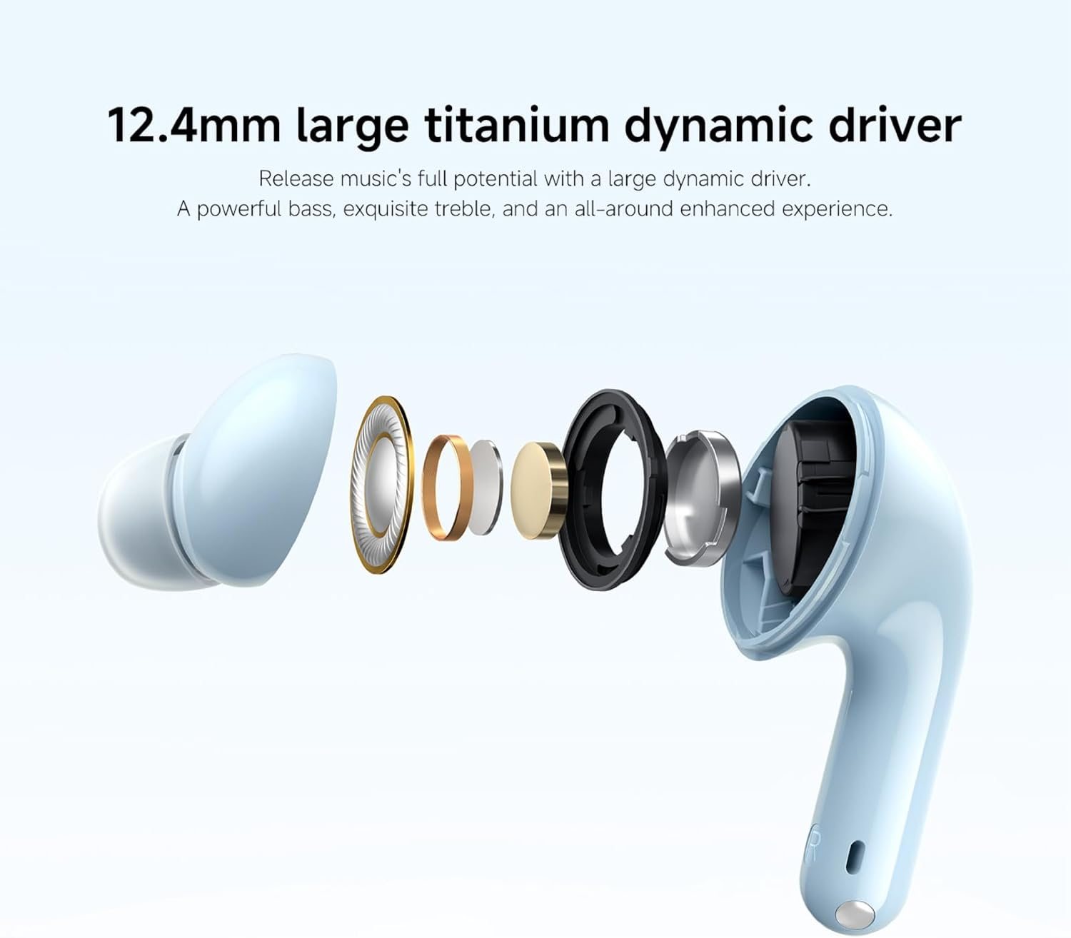 Xiaomi Redmi Buds 6 Lite Hybrid ANC Wireless Earbuds, Active Noise Cancellation up to 40 Db, 38 Hours Music Playback, Custom EQ Mode, Google Fast Pair Compatible, Fast Charging, Blue - Blue image number 4
