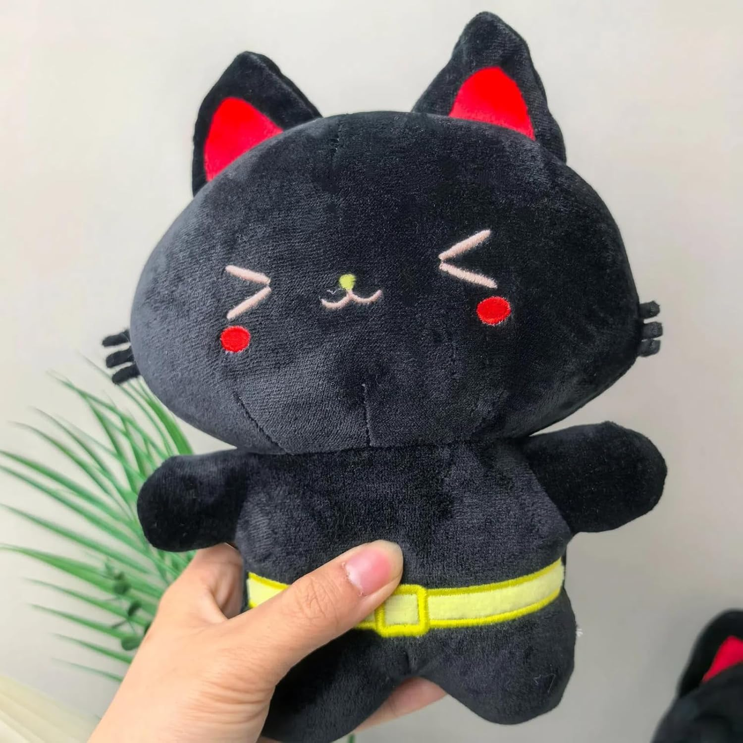 Black Cat Plush Toy with Bat Wings - Gothic Stuffed Animal Doll, Soft Cuddly Pillow for Halloween Decor, Kids Adult Bedroom Sofa Cushion, Cute Plushie Home Decoration