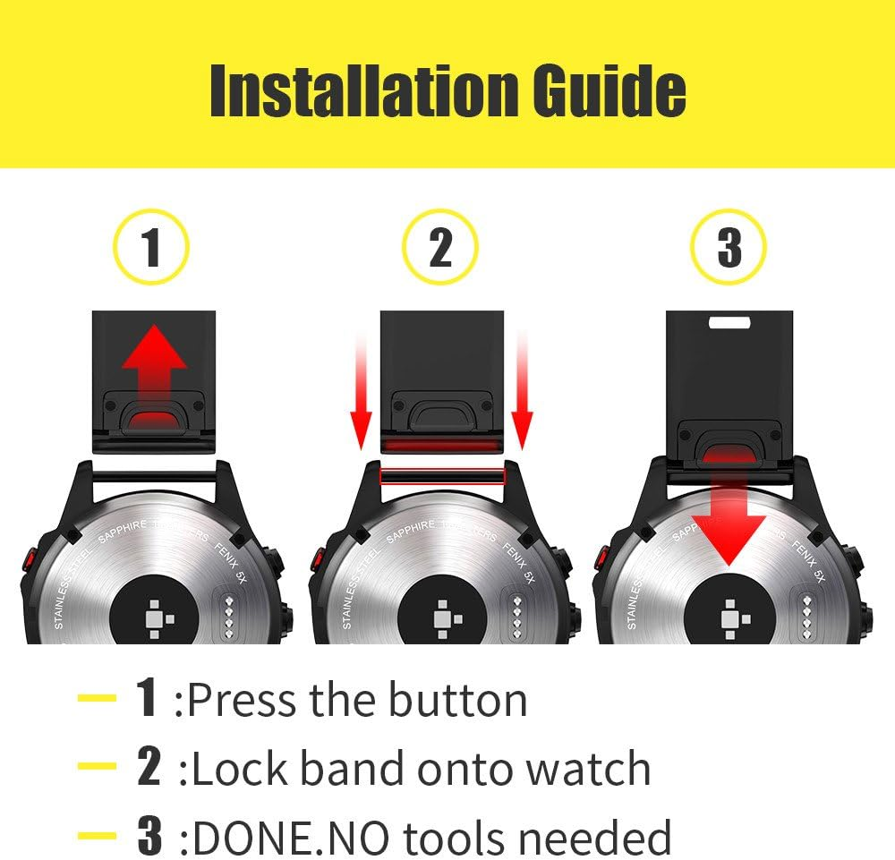 ANCOOL Compatible with Fenix 5/6/7 Band, Easy Fit 22Mm Width Soft Silicone Watchband Replacement for Garmin Fenix 5 Plus/Fenix 7 Pro/Fenix 6 Pro Smartwatch (Black) image number 4