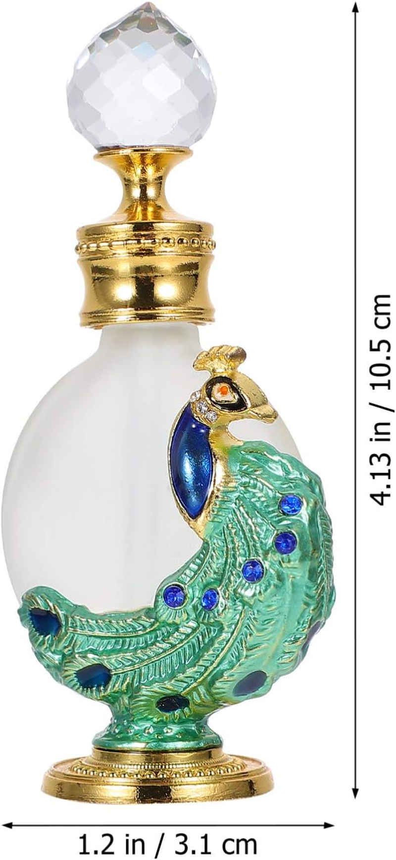 DOITOOL 1Pc Perfume Bottle Empty Vintage Peacock Shape Decor Glass Perfume Bottle Bottle with Dropper for Essential Oil (Green) image number 6