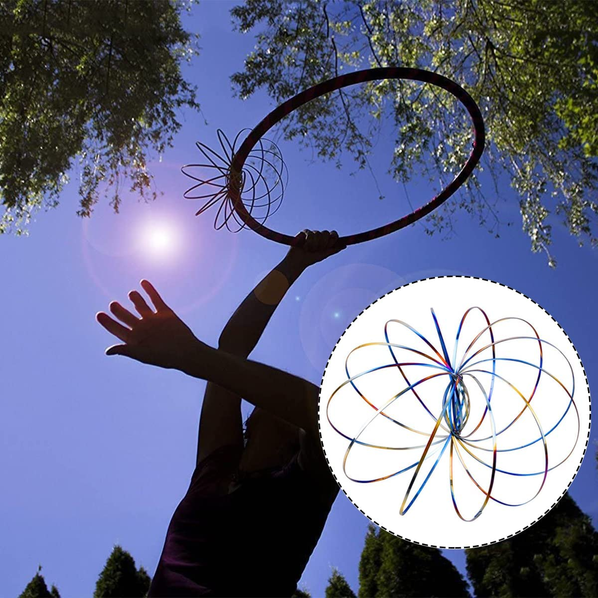 Magic Flow Ring, Thick Stainless Steel Arm Flow Rings Spring Toy for Kids Gift, Party, Toy Party, Magic Show (Color) image number 4