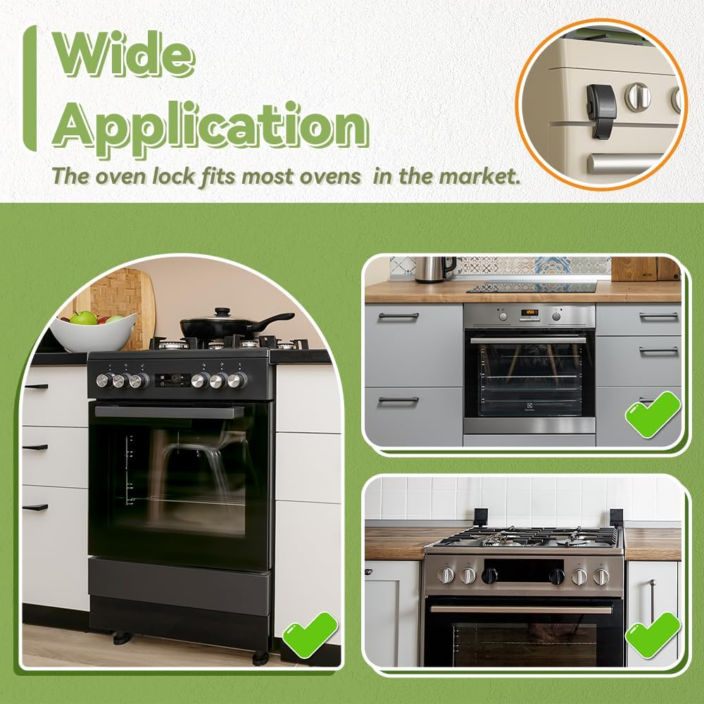 SAFELON 1 PC Update Baby Safety Oven Lock, Kitchen Safety Oven Door Lock, Childproofing Lock for Babies & Toddlers, Heat-Resistant, No Drilling (Black) - Black image number 4