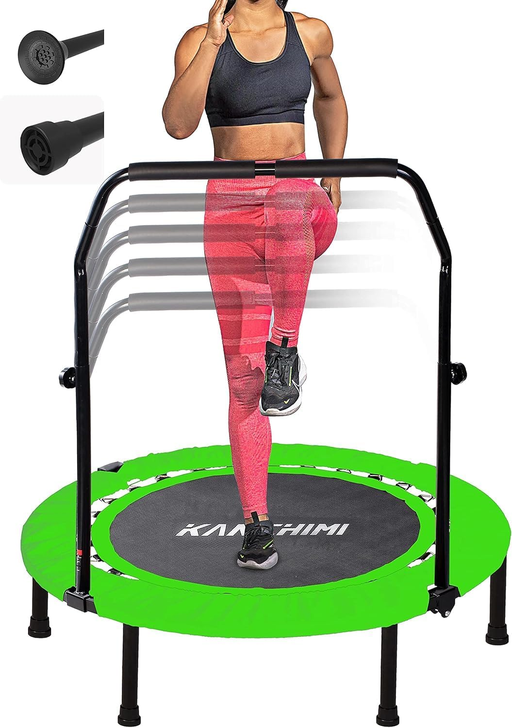 Kanchimi 40" Folding Mini Fitness Indoor Exercise Workout Rebounder Trampoline with Handle, Max Load 330Lbs
