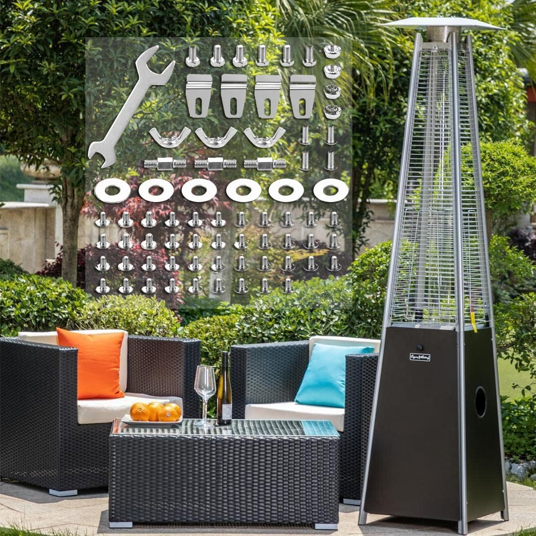 Outdoor Heater Replacement Parts-Outdoor Pyramid Propane Patio Heater Parts for Square Glass Tube Patio Heater,Polt & Nut & Stud & Wing Nut&Fixing Bracket image number 1