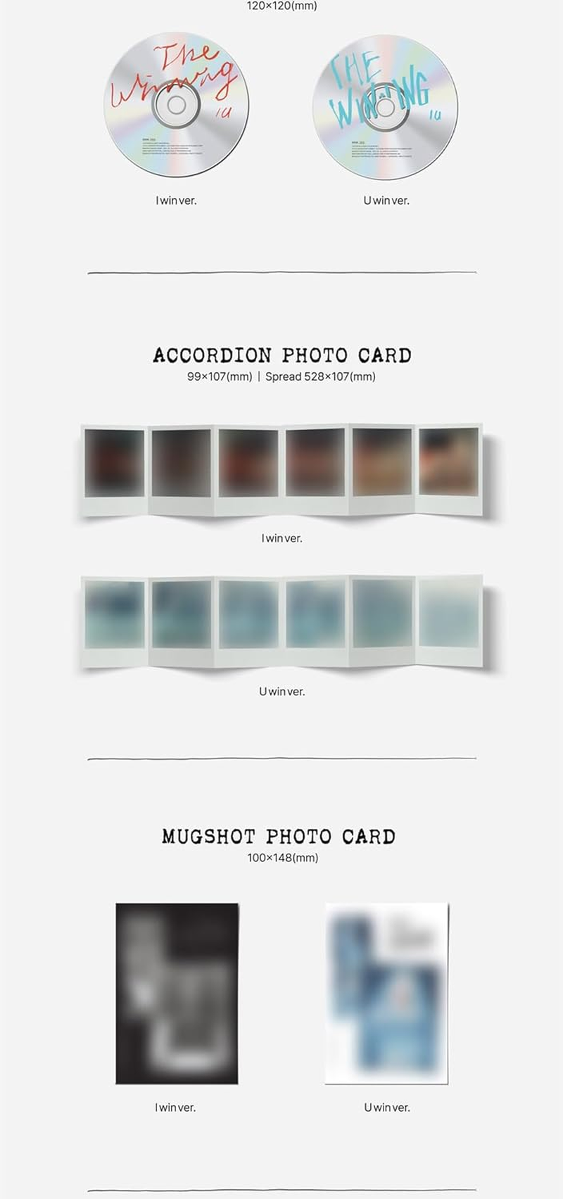 IU the Winning 6Th Mini Album Cd+Photobook+Accordion Photocard+Mugshot Photocard+Crossword Puzzle Postcard+Logo Sticker+Hidden Message Card+Photocard+Tracking Sealed (U Win Version) image number 4