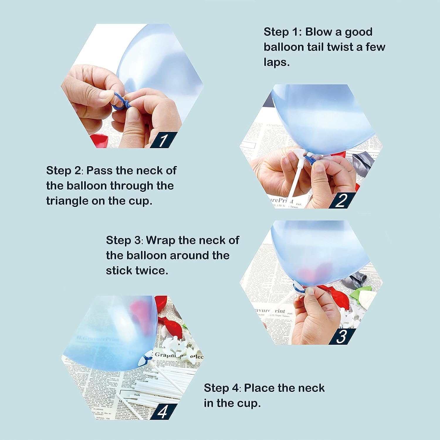 White Balloon Sticks Holders and Cups 60PCS, 32Cm Plastic Balloons Sticks, Reusable Balloon Holder Sticks for Birthday Party Wedding Anniversary Decoration image number 1