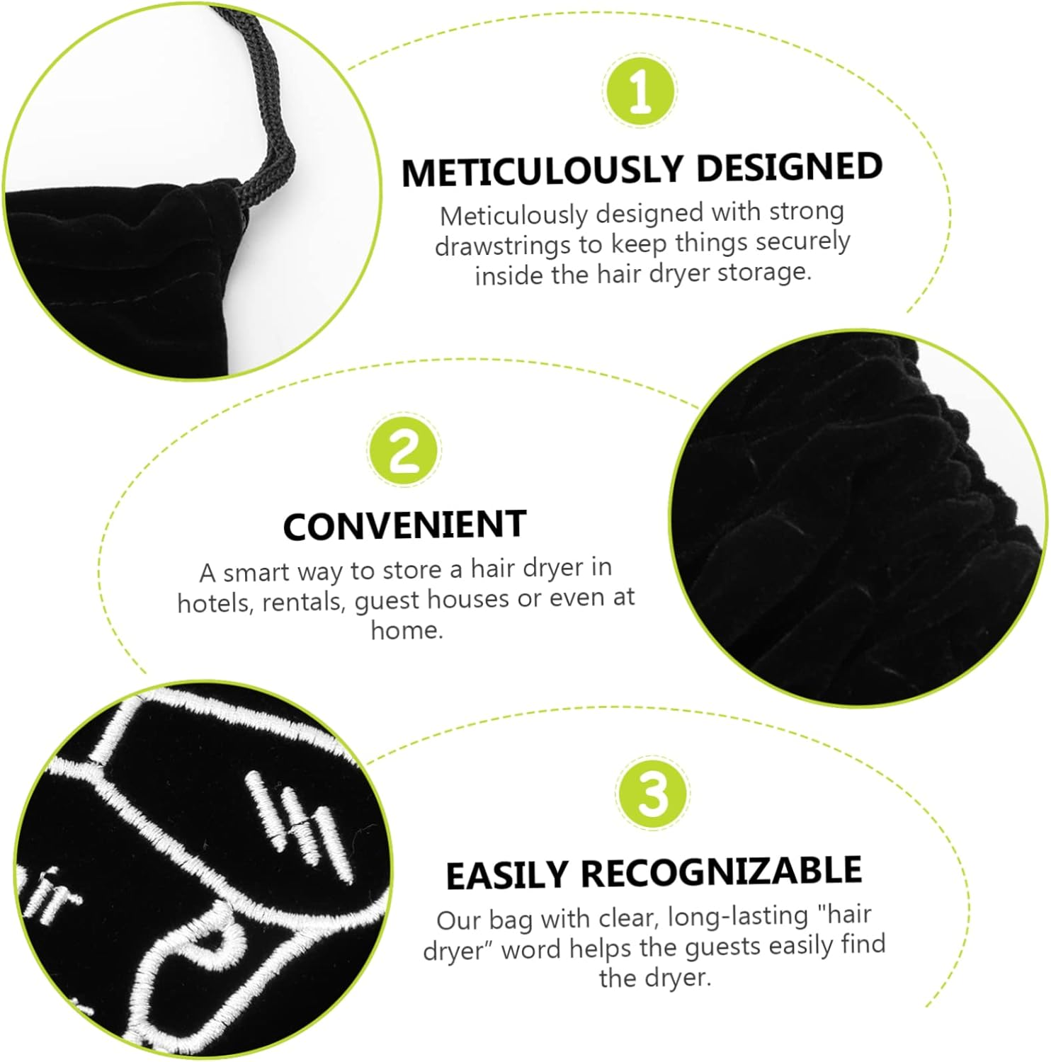 8Pcs Hair Dryer Pouch Storage Bag Multifunctional for Travel Organizer Practical Household Product image number 1