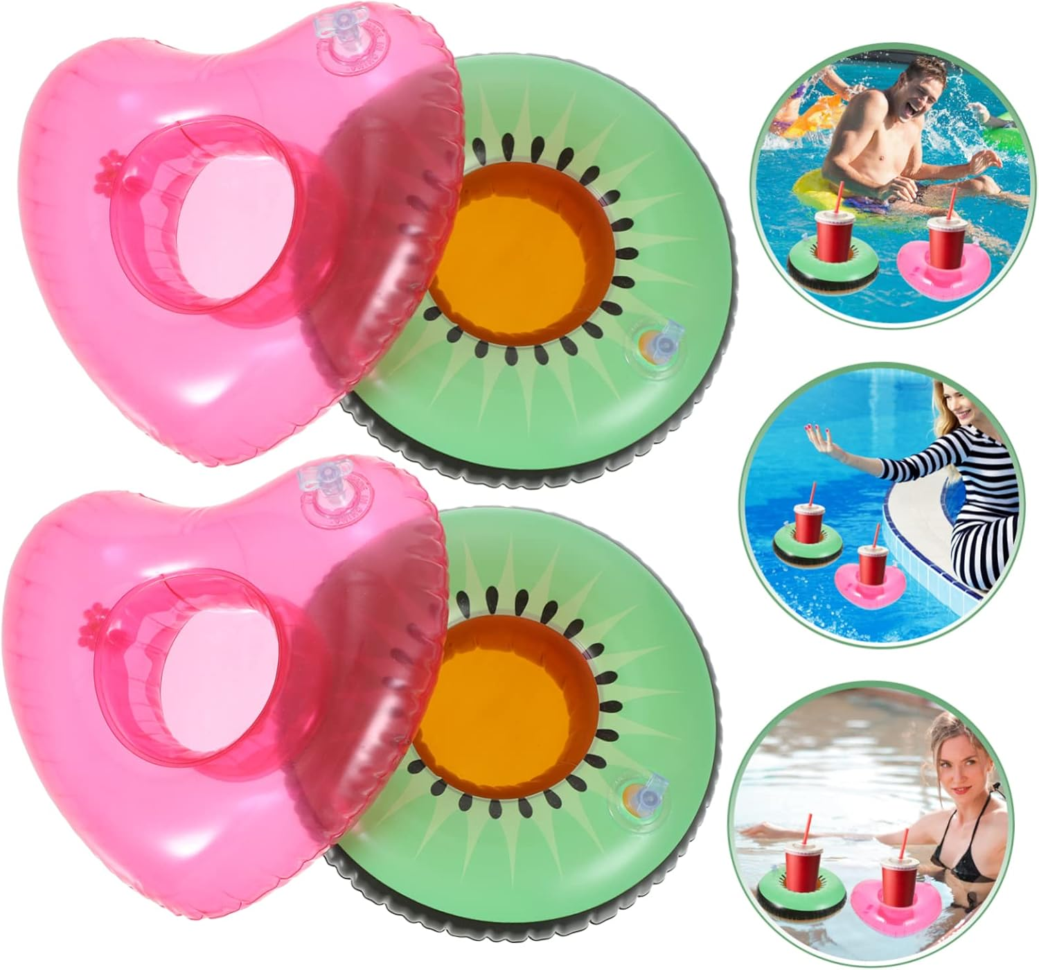 SAFIGLE 4Pcs Inflatable Drink Holder Pool Drink Float Inflatable Cup Holders for Adults Swimming Pool Party image number 4