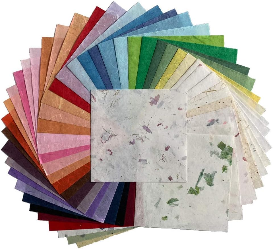 Mulberry Paper 50 Sheets Square Origami Paper Arts Folding Craft Decoration Paper for DIY Crafts